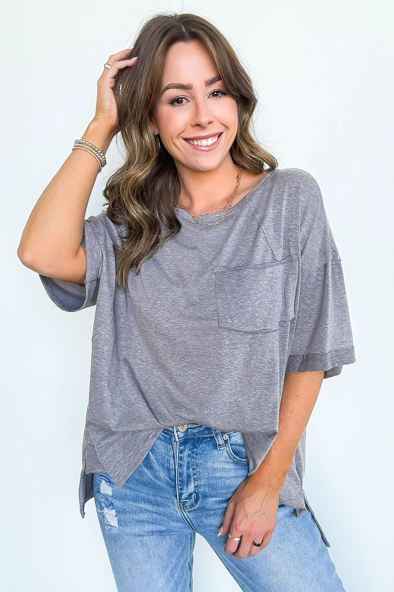 Marena Pocket Crew Neck Top