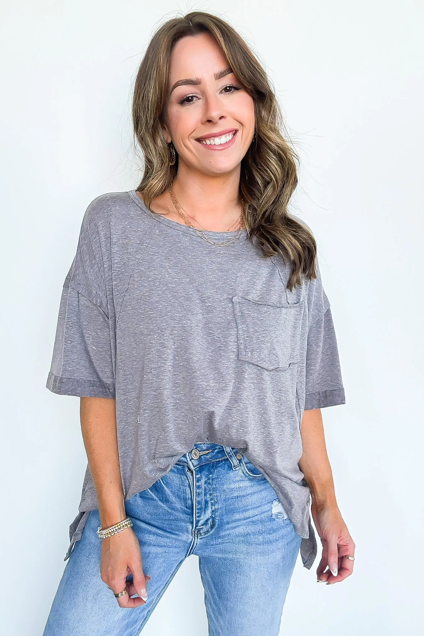 Marena Pocket Crew Neck Top