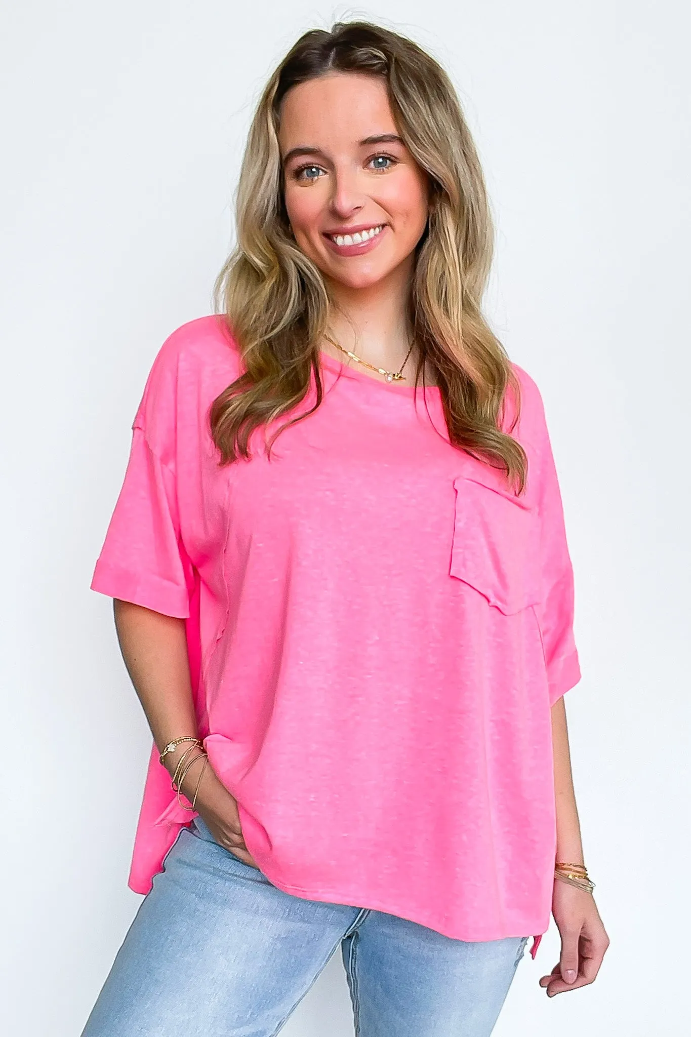 Marena Pocket Crew Neck Top