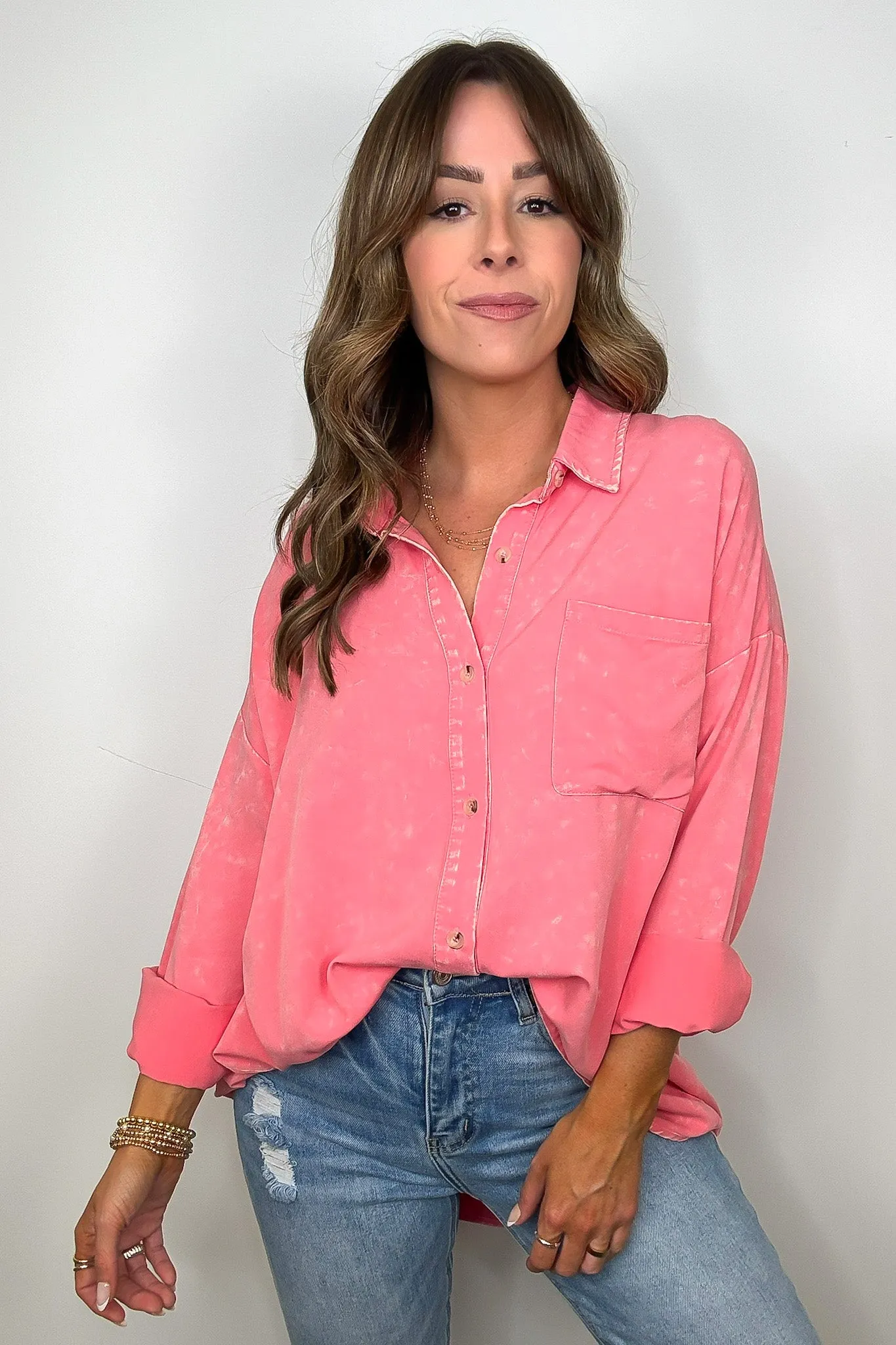 Margot Mineral Wash Button Down Top