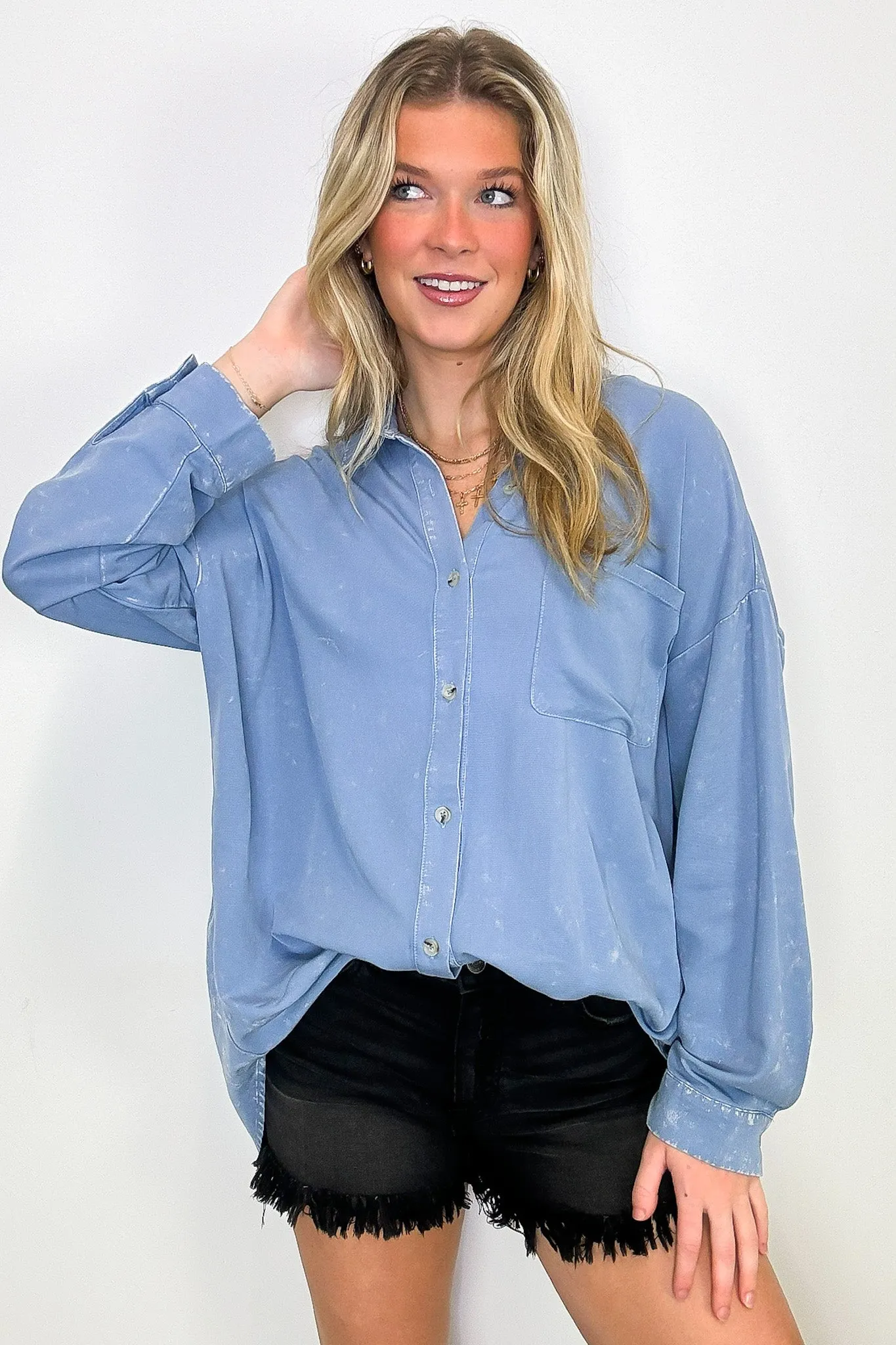 Margot Mineral Wash Button Down Top