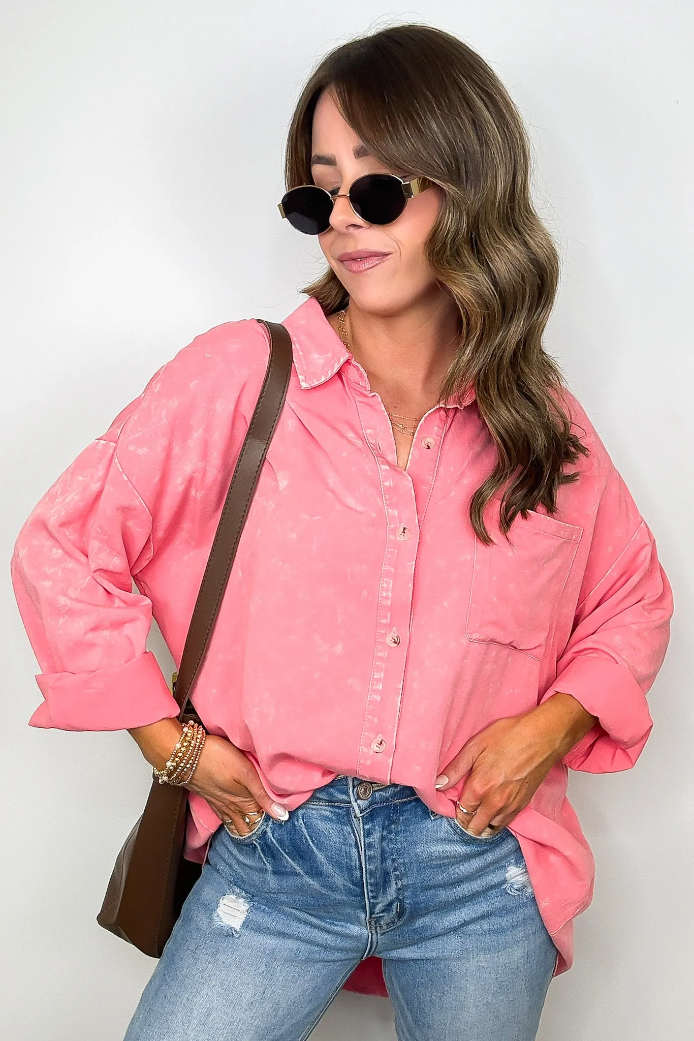 Margot Mineral Wash Button Down Top