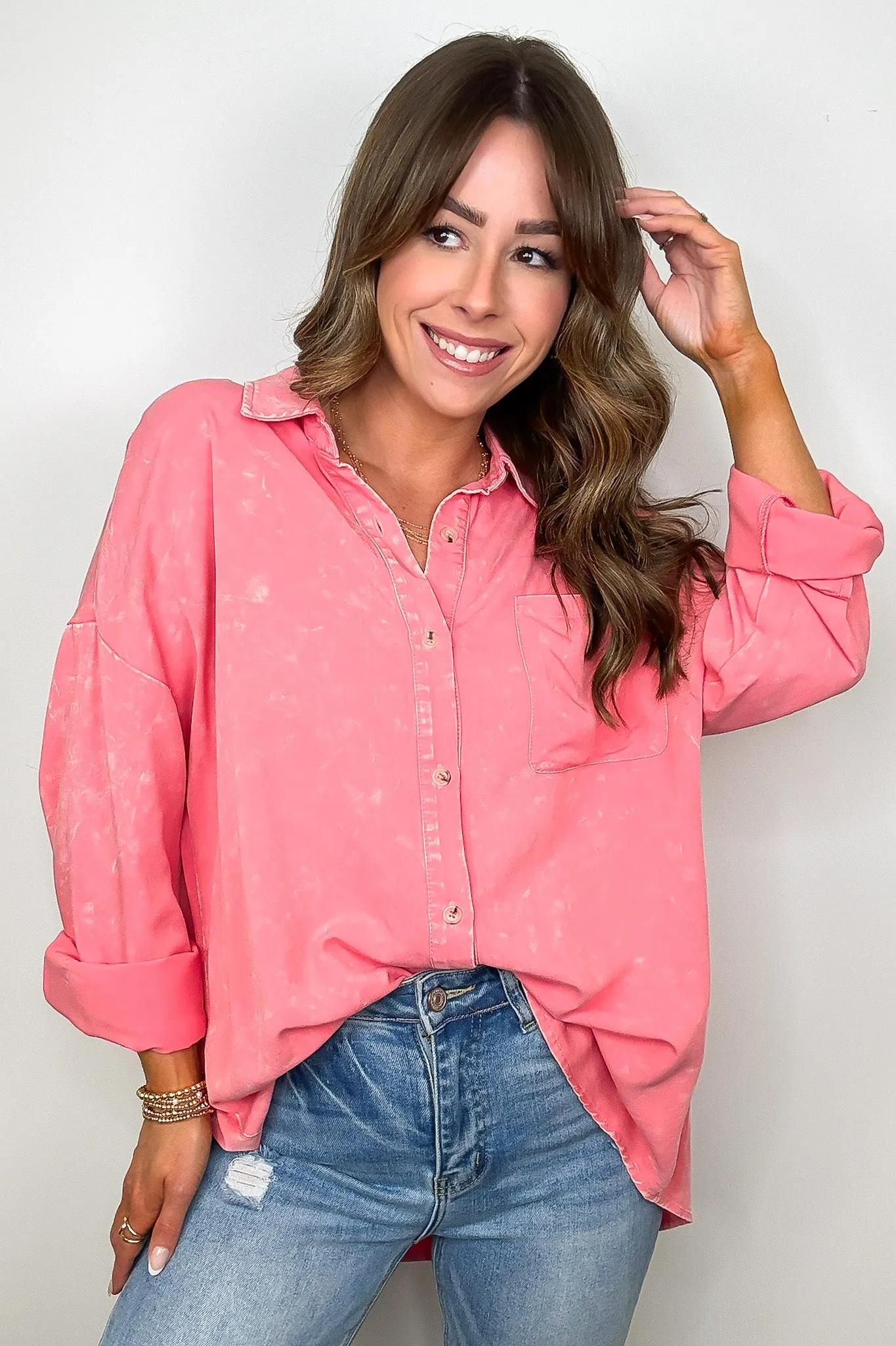 Margot Mineral Wash Button Down Top