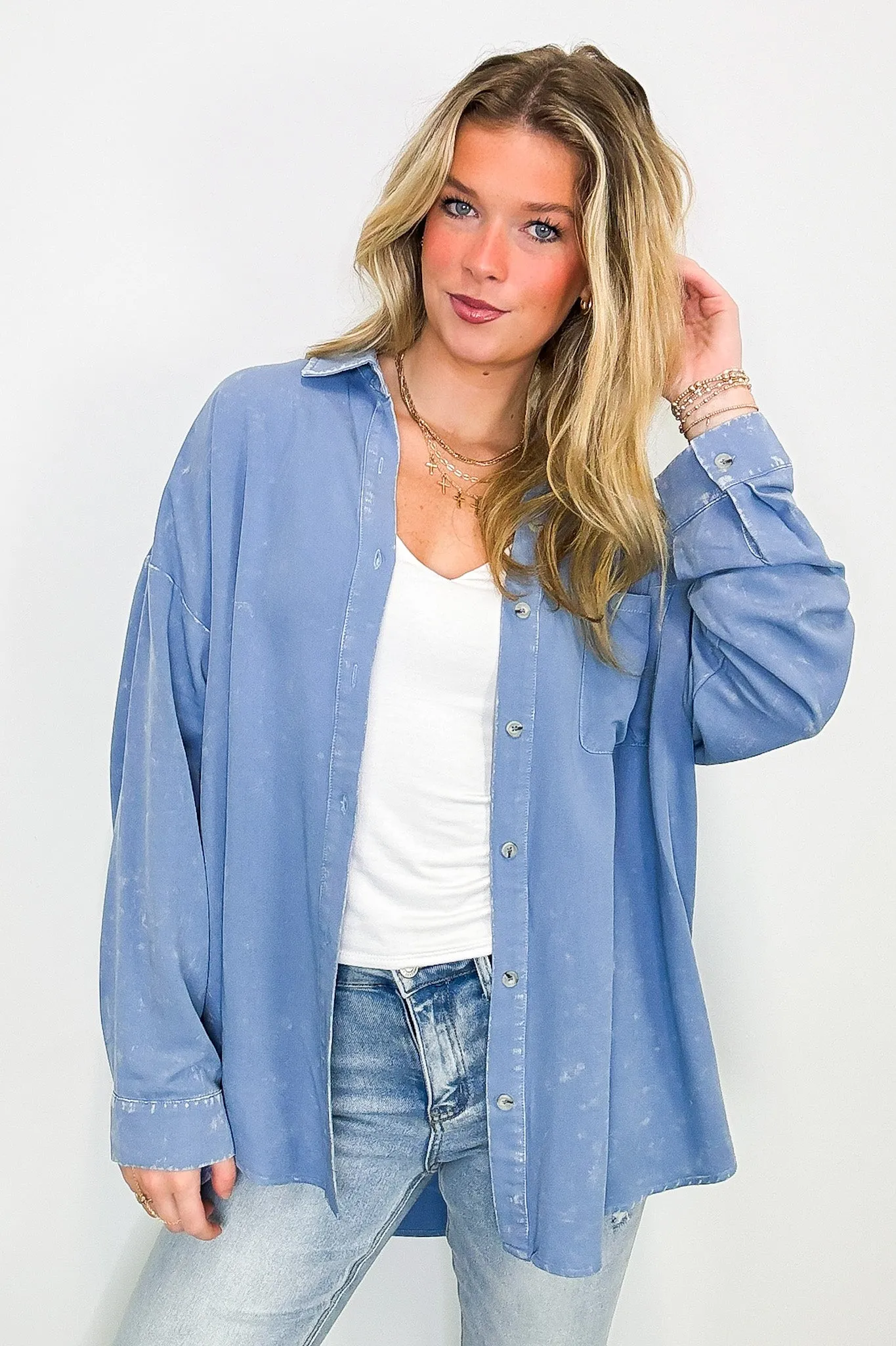 Margot Mineral Wash Button Down Top