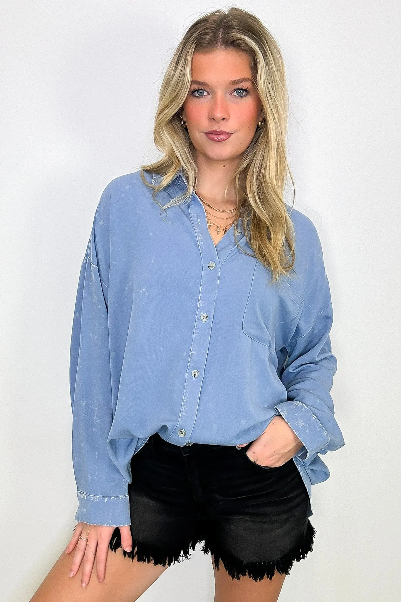 Margot Mineral Wash Button Down Top