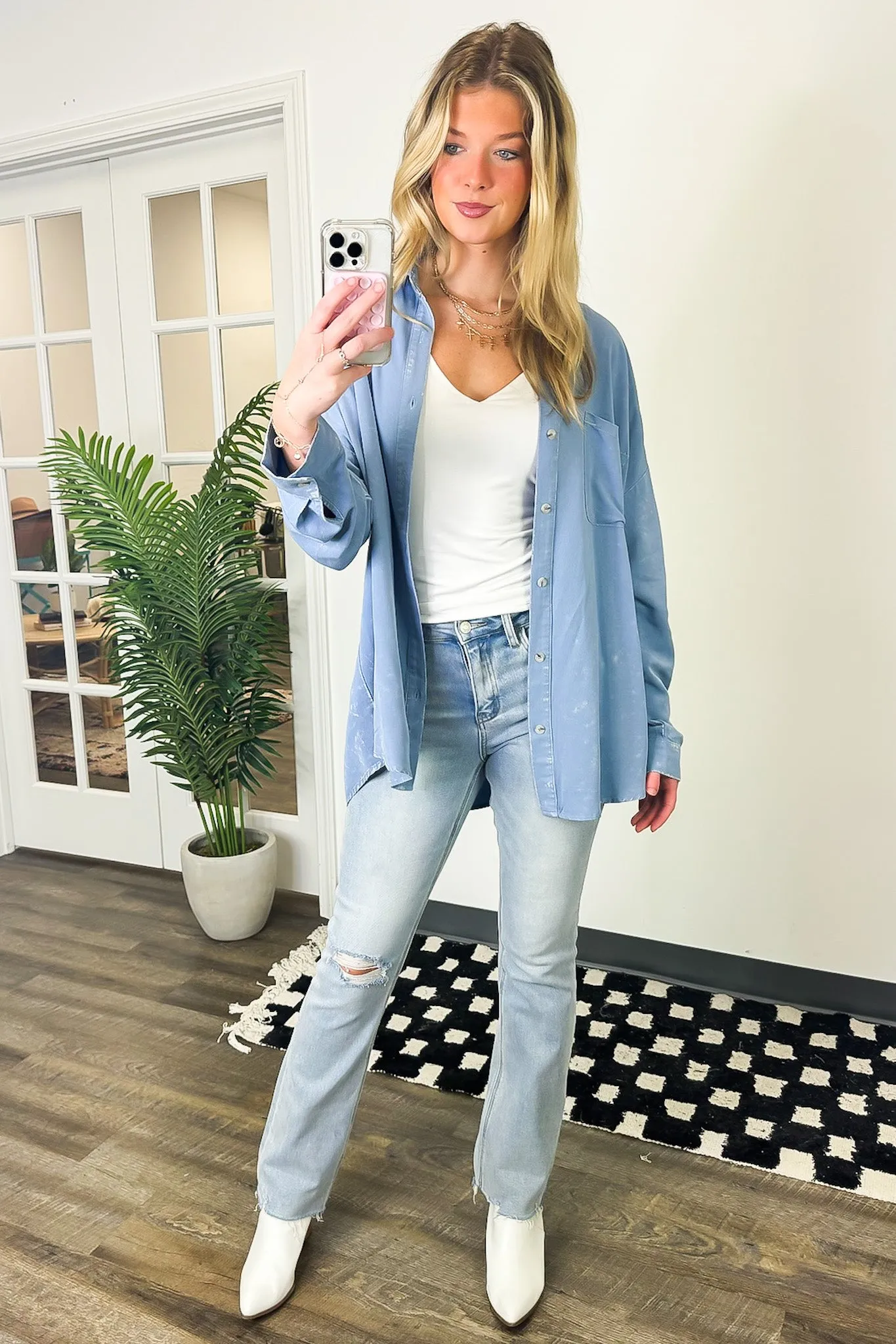 Margot Mineral Wash Button Down Top
