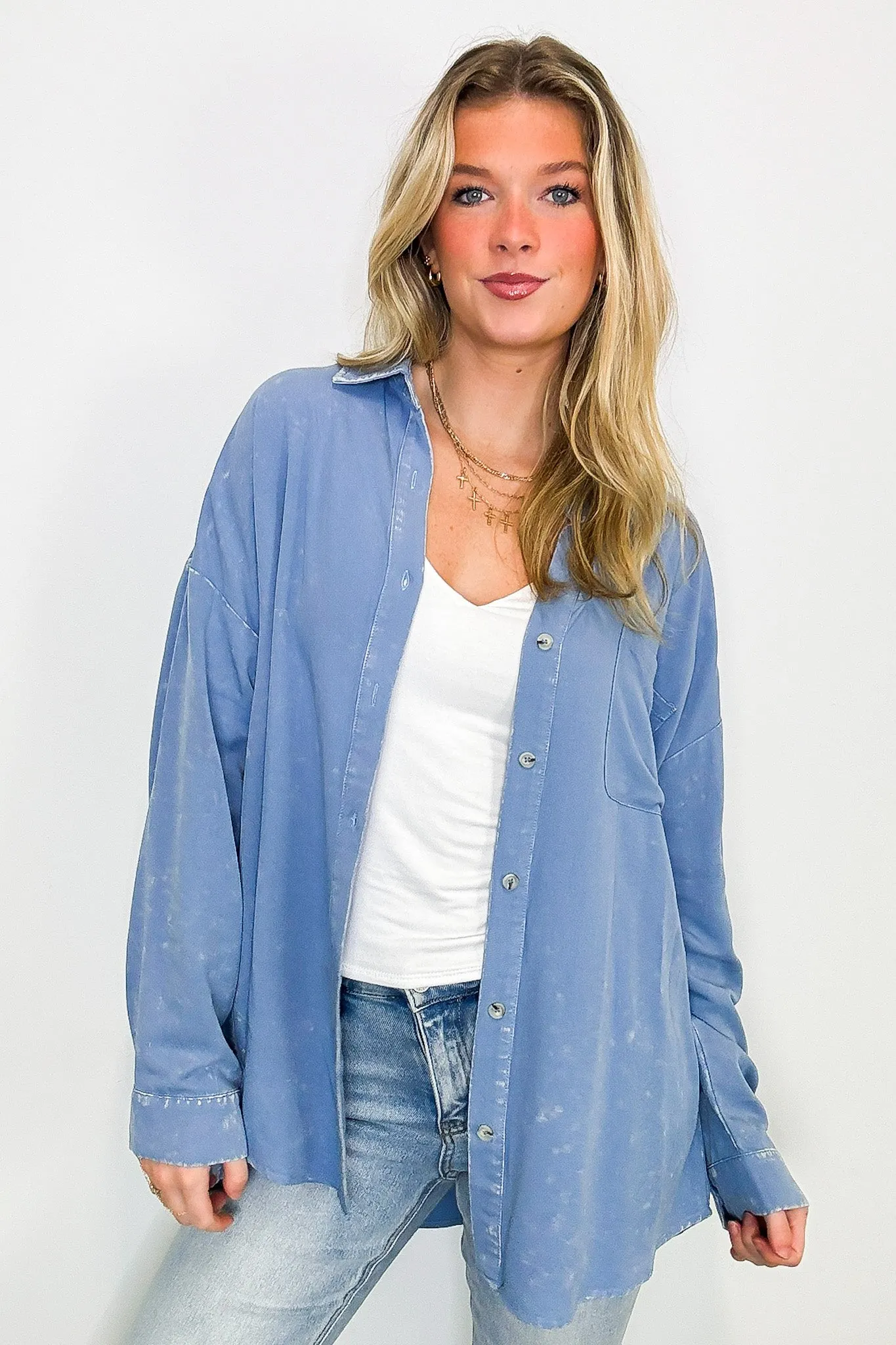 Margot Mineral Wash Button Down Top