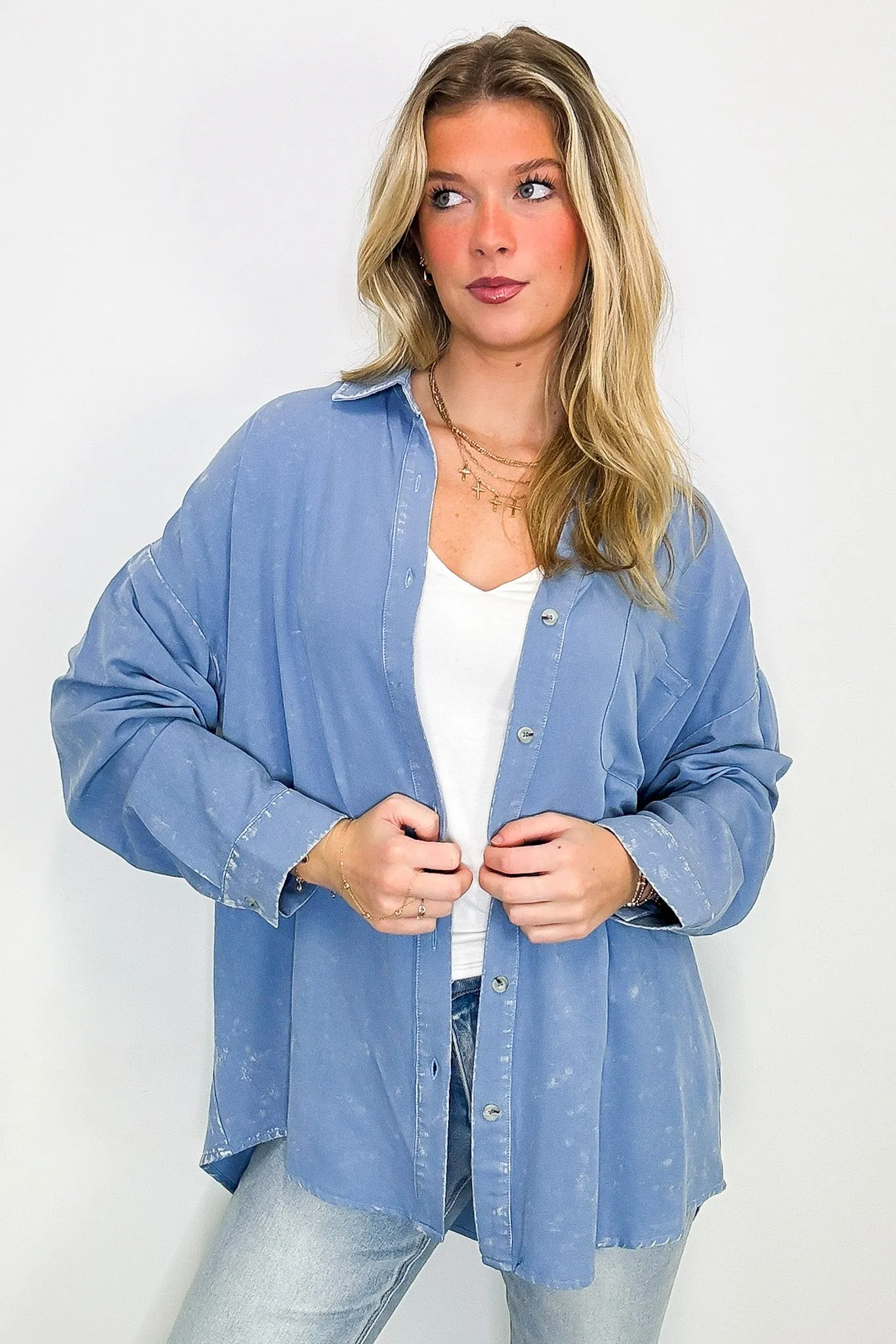 Margot Mineral Wash Button Down Top