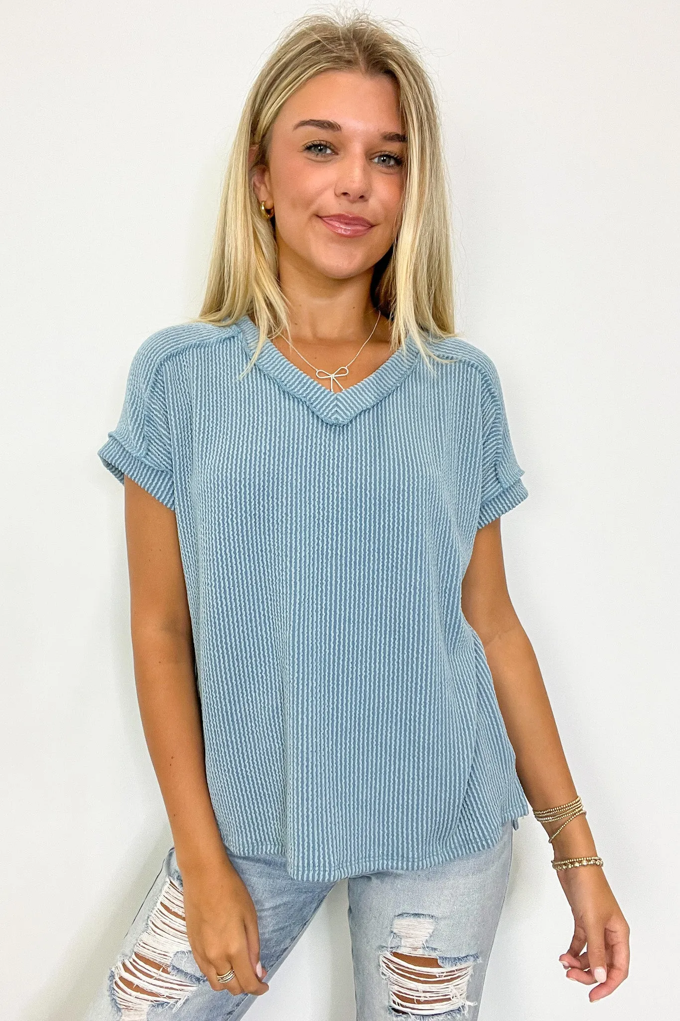 Maribeth Rib Knit Short Sleeve Top - BACK IN STOCK