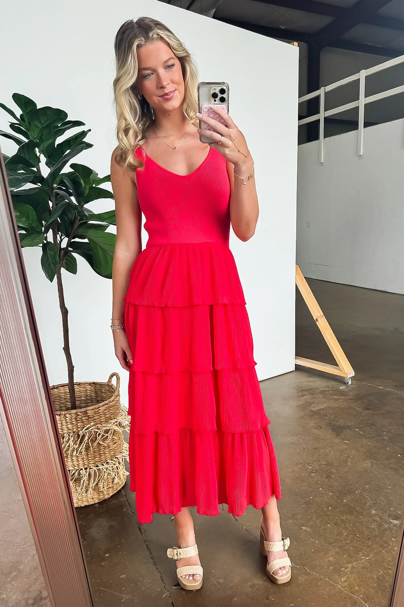 Marinette Pleated Tiered Midi Dress