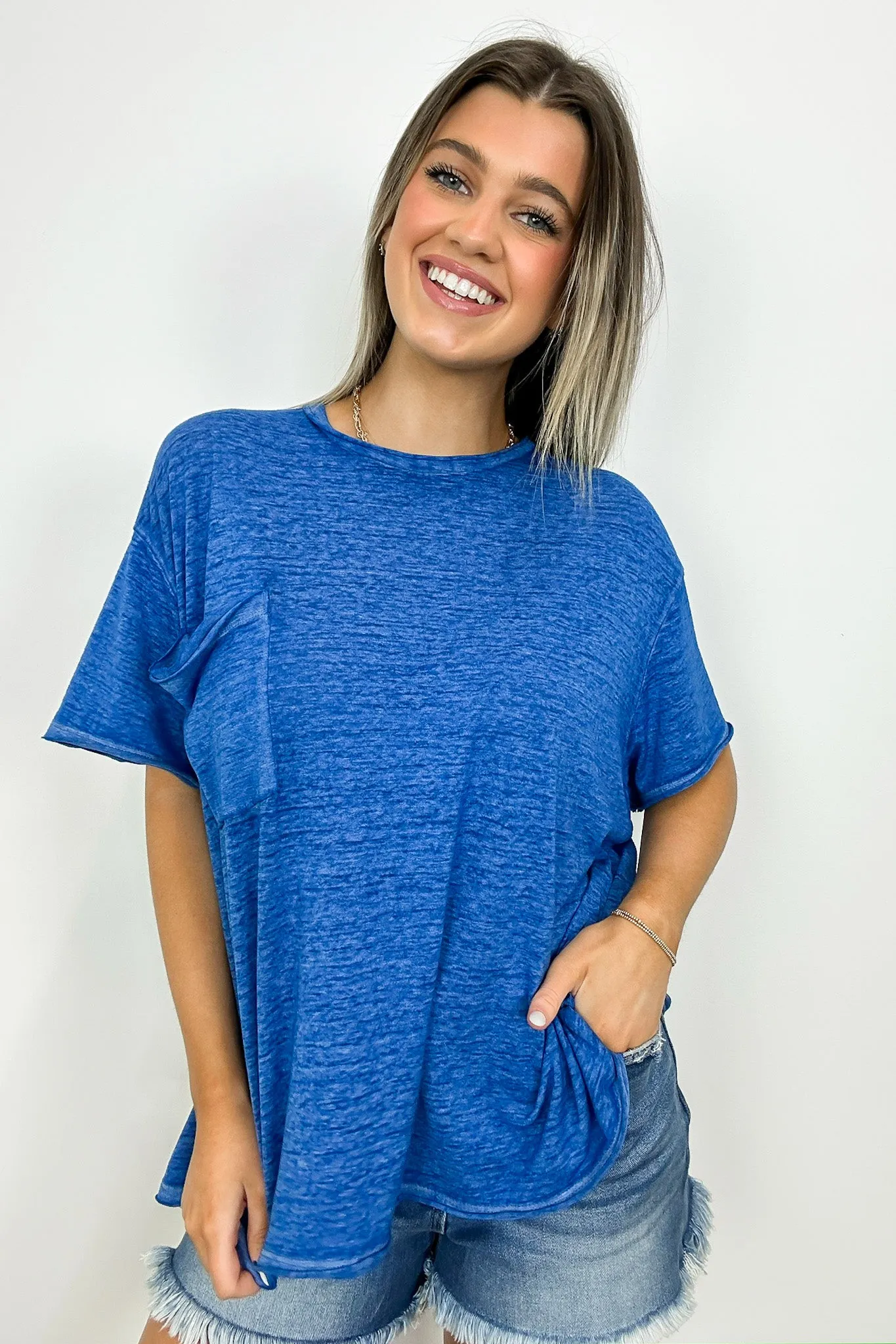 Marisol Burnout Wash Oversized Pocket Top - BACK IN STOCK