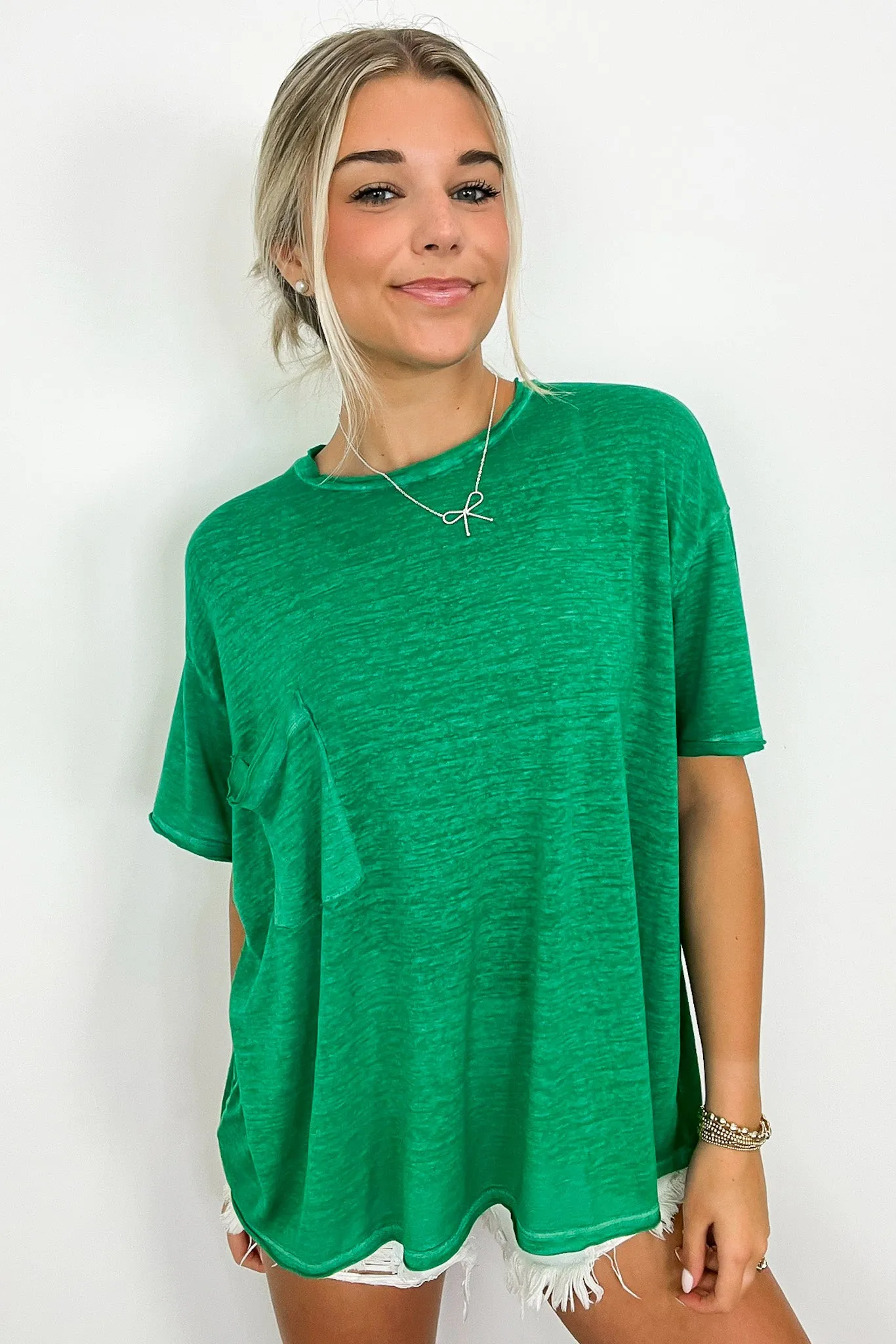 Marisol Burnout Wash Oversized Pocket Top - BACK IN STOCK