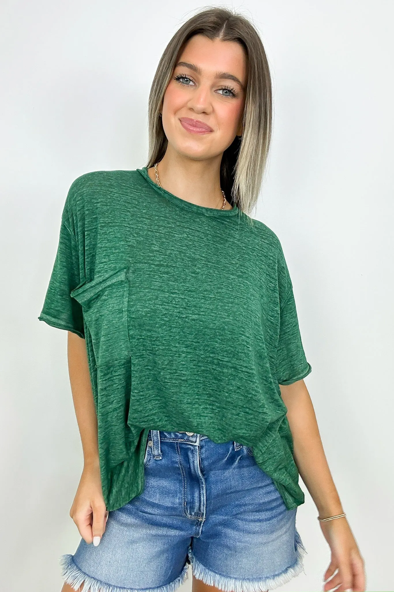 Marisol Burnout Wash Oversized Pocket Top - BACK IN STOCK