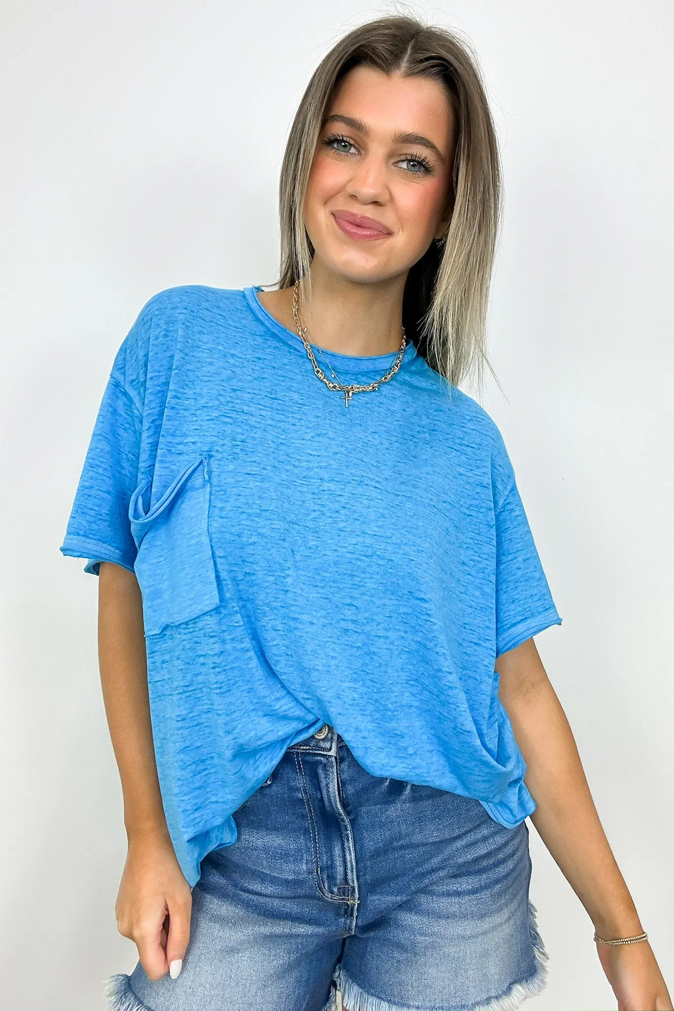 Marisol Burnout Wash Oversized Pocket Top - BACK IN STOCK