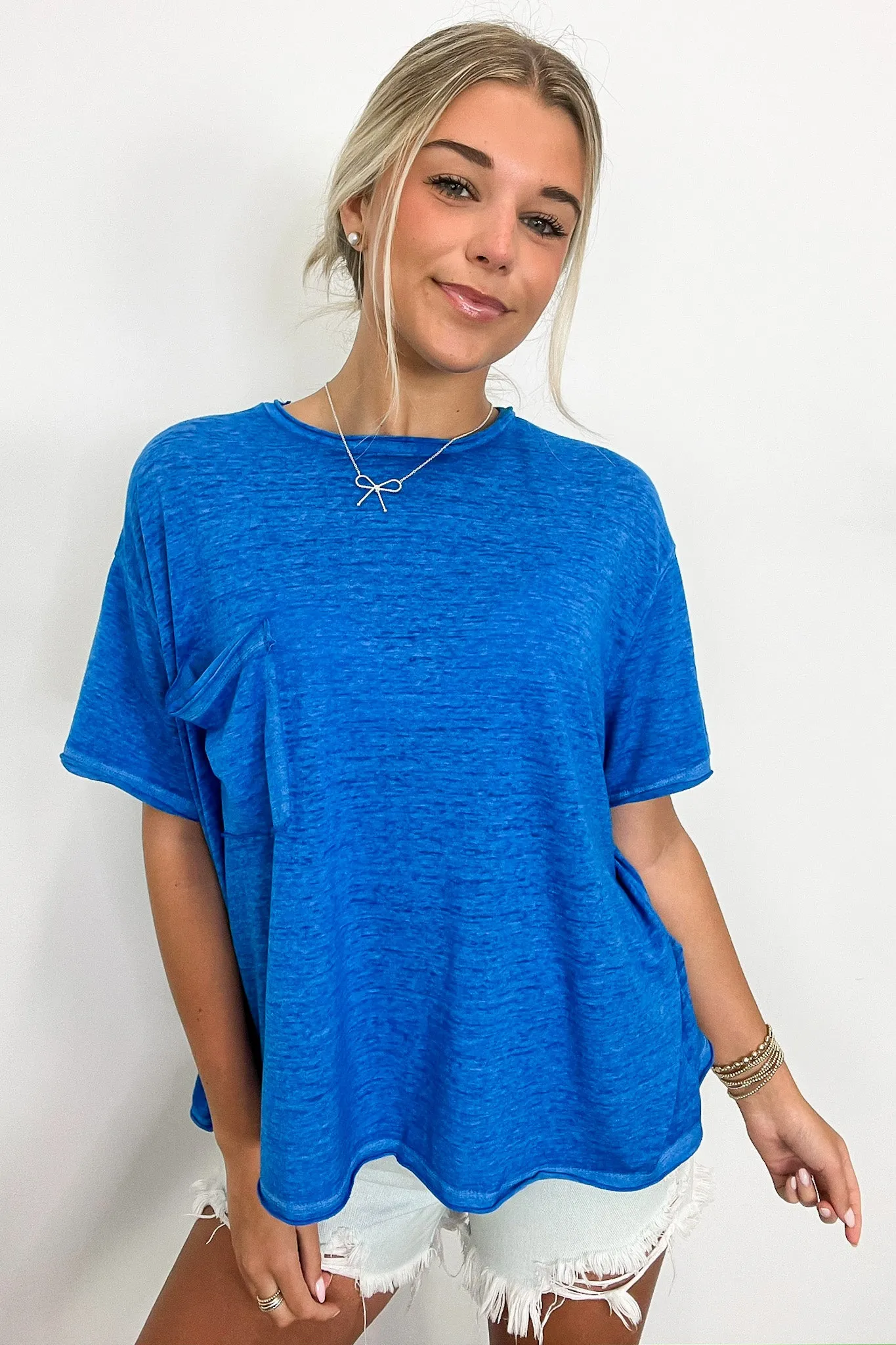 Marisol Burnout Wash Oversized Pocket Top - BACK IN STOCK