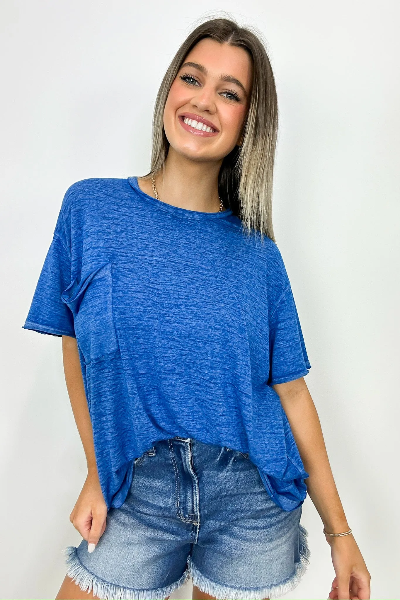 Marisol Burnout Wash Oversized Pocket Top - BACK IN STOCK