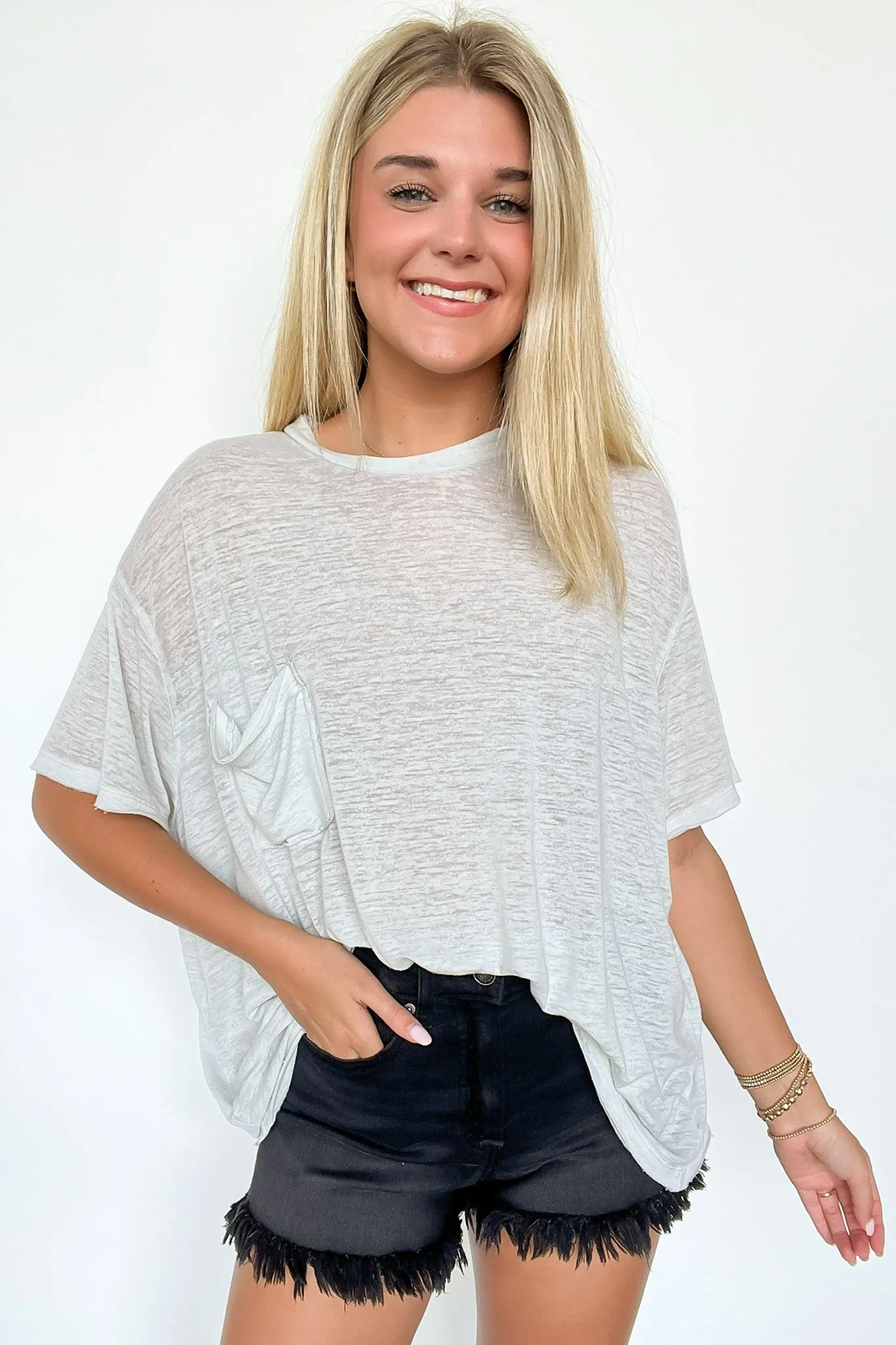 Marisol Burnout Wash Oversized Pocket Top - BACK IN STOCK