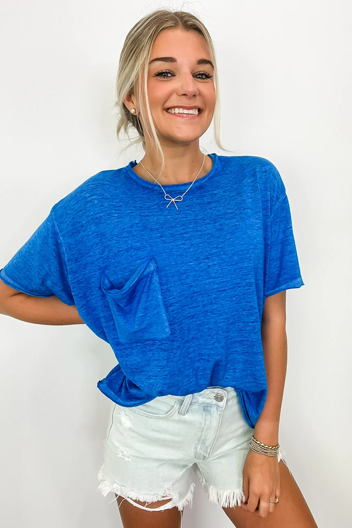 Marisol Burnout Wash Oversized Pocket Top - BACK IN STOCK