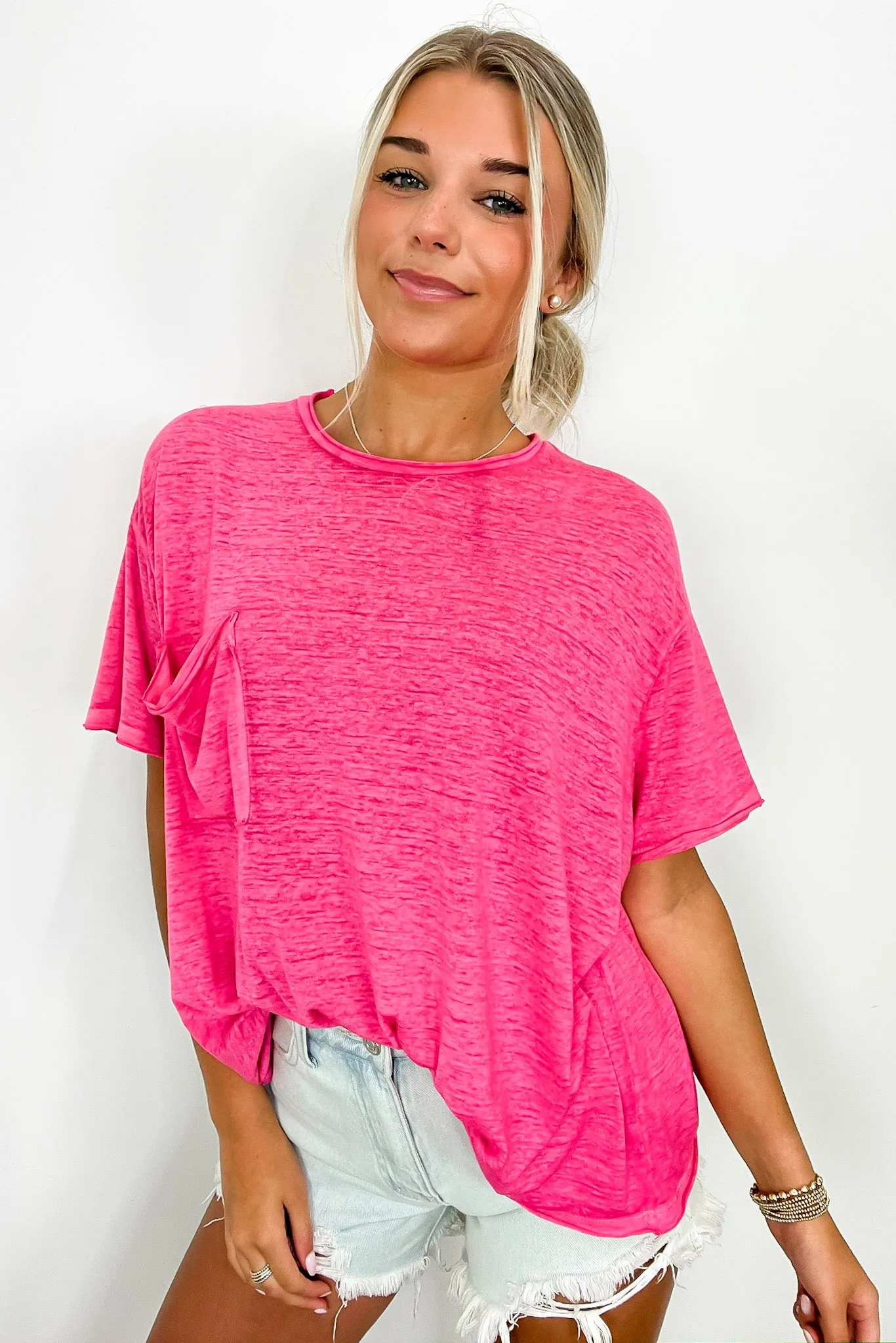 Marisol Burnout Wash Oversized Pocket Top - BACK IN STOCK