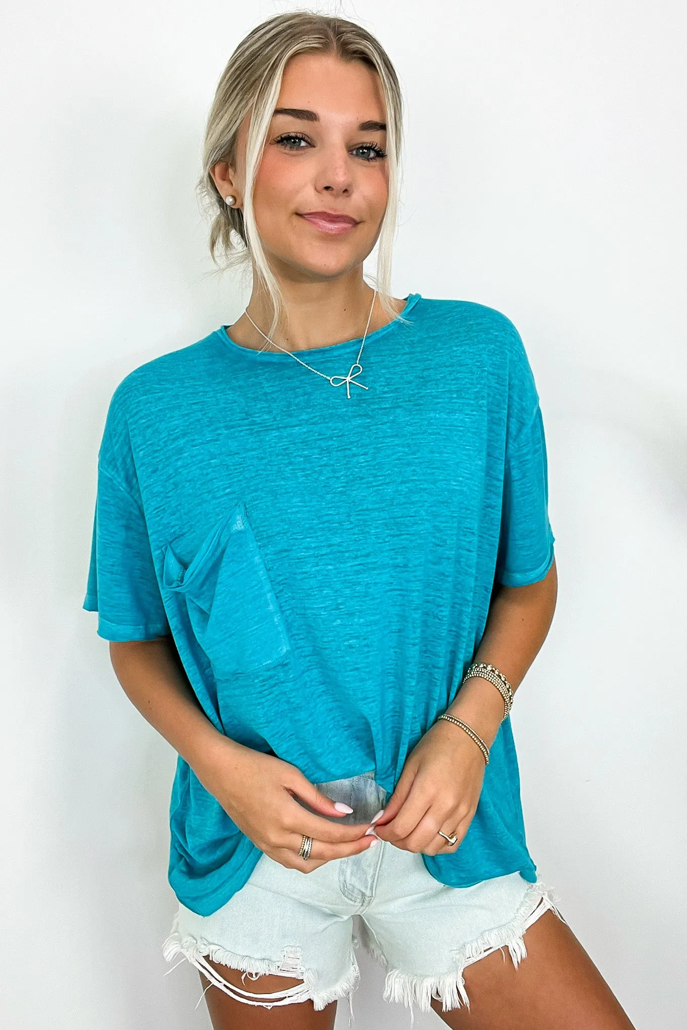 Marisol Burnout Wash Oversized Pocket Top - BACK IN STOCK