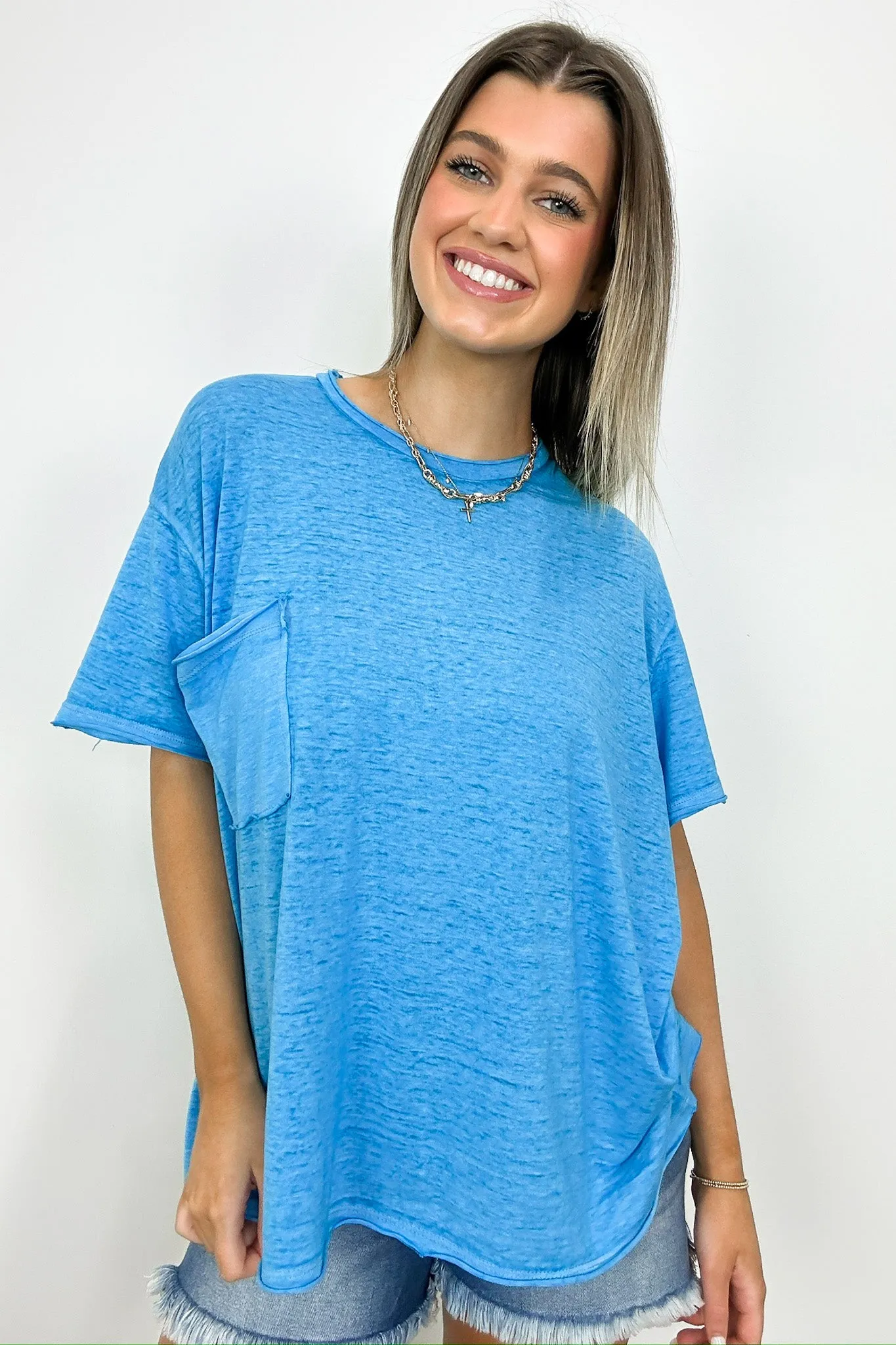 Marisol Burnout Wash Oversized Pocket Top - BACK IN STOCK