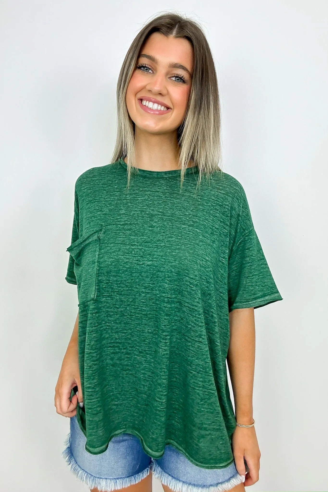 Marisol Burnout Wash Oversized Pocket Top - BACK IN STOCK