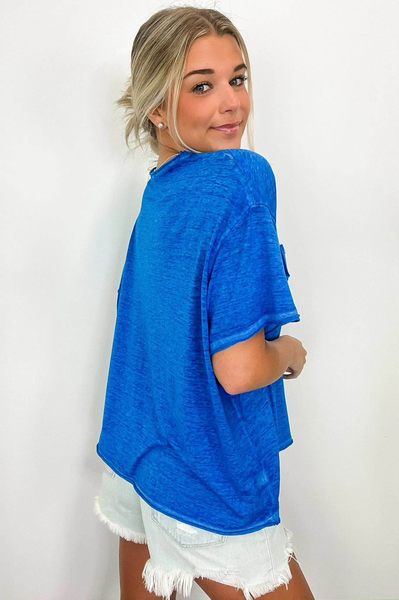 Marisol Burnout Wash Oversized Pocket Top - BACK IN STOCK
