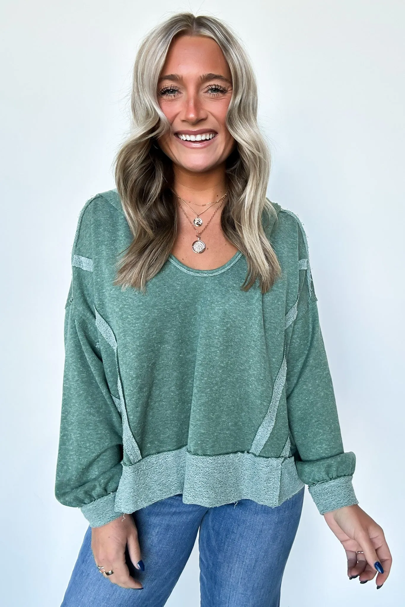 Marleigh Contrast Trim Relaxed Hooded Pullover - BACK IN STOCK