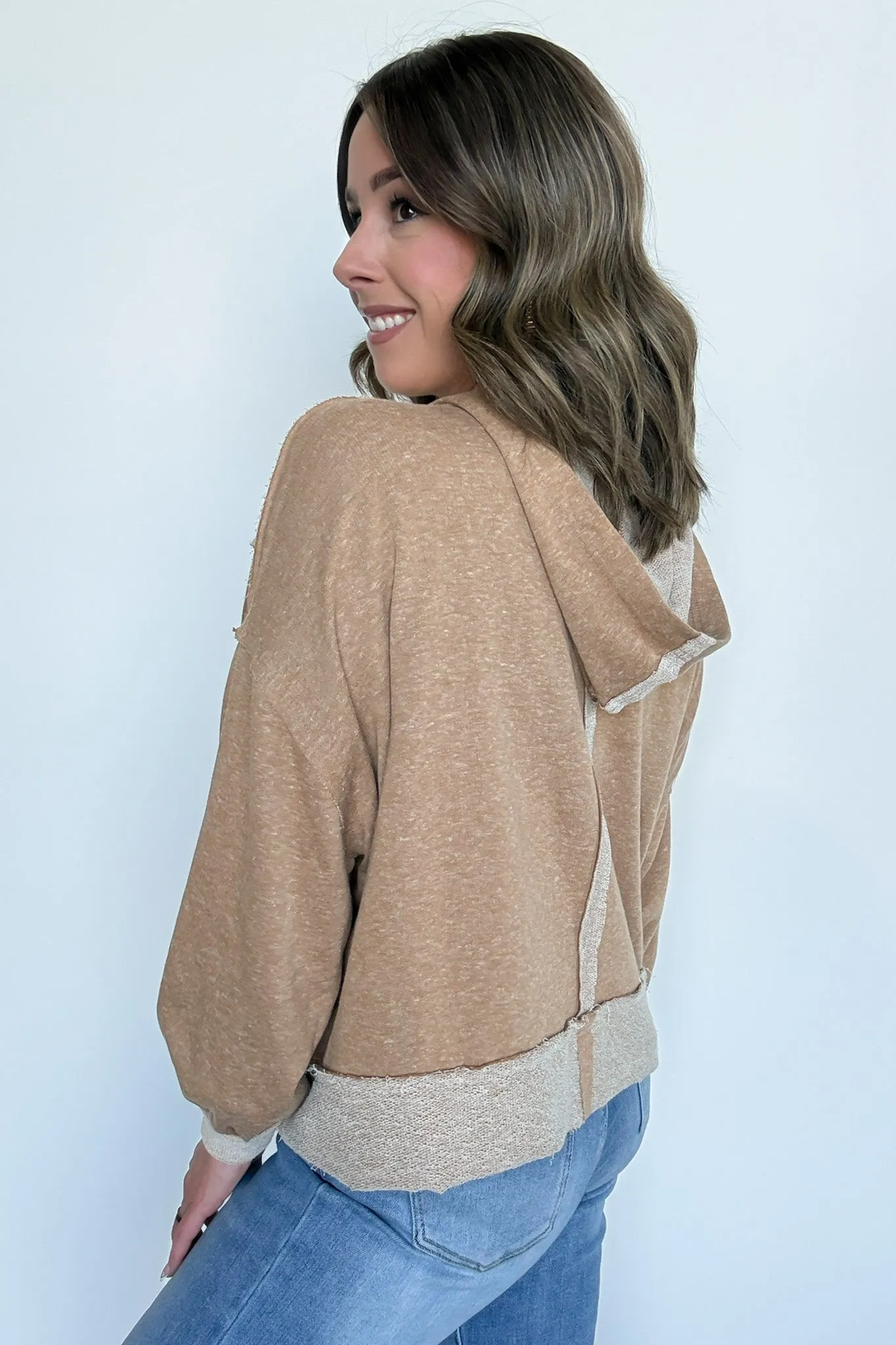 Marleigh Contrast Trim Relaxed Hooded Pullover - BACK IN STOCK