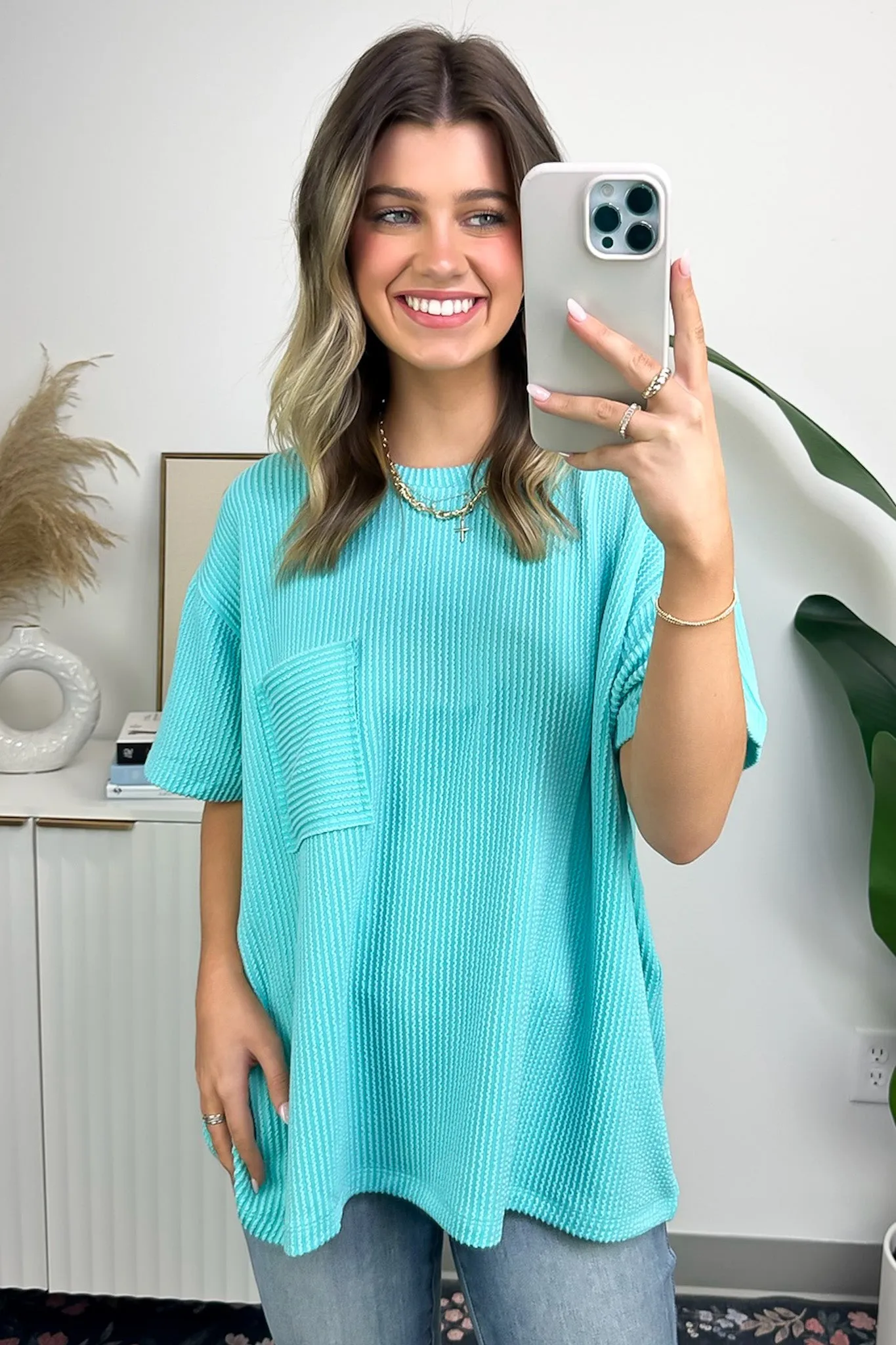 Marlowe Textured Knit Pocket Top - BACK IN STOCK