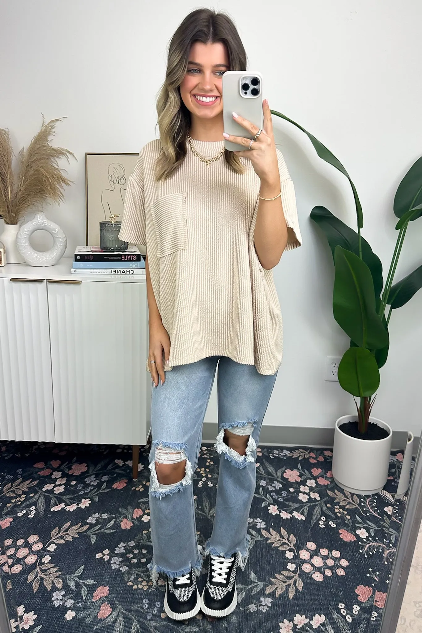 Marlowe Textured Knit Pocket Top - BACK IN STOCK