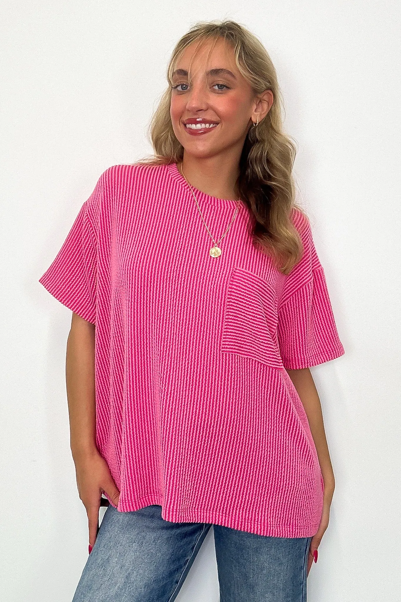 Marlowe Textured Knit Pocket Top - BACK IN STOCK