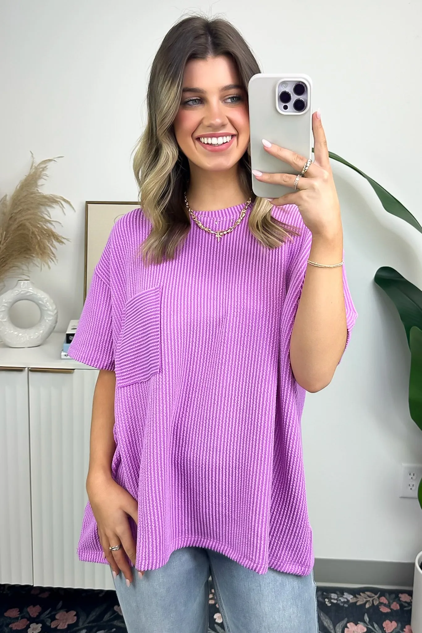 Marlowe Textured Knit Pocket Top - BACK IN STOCK
