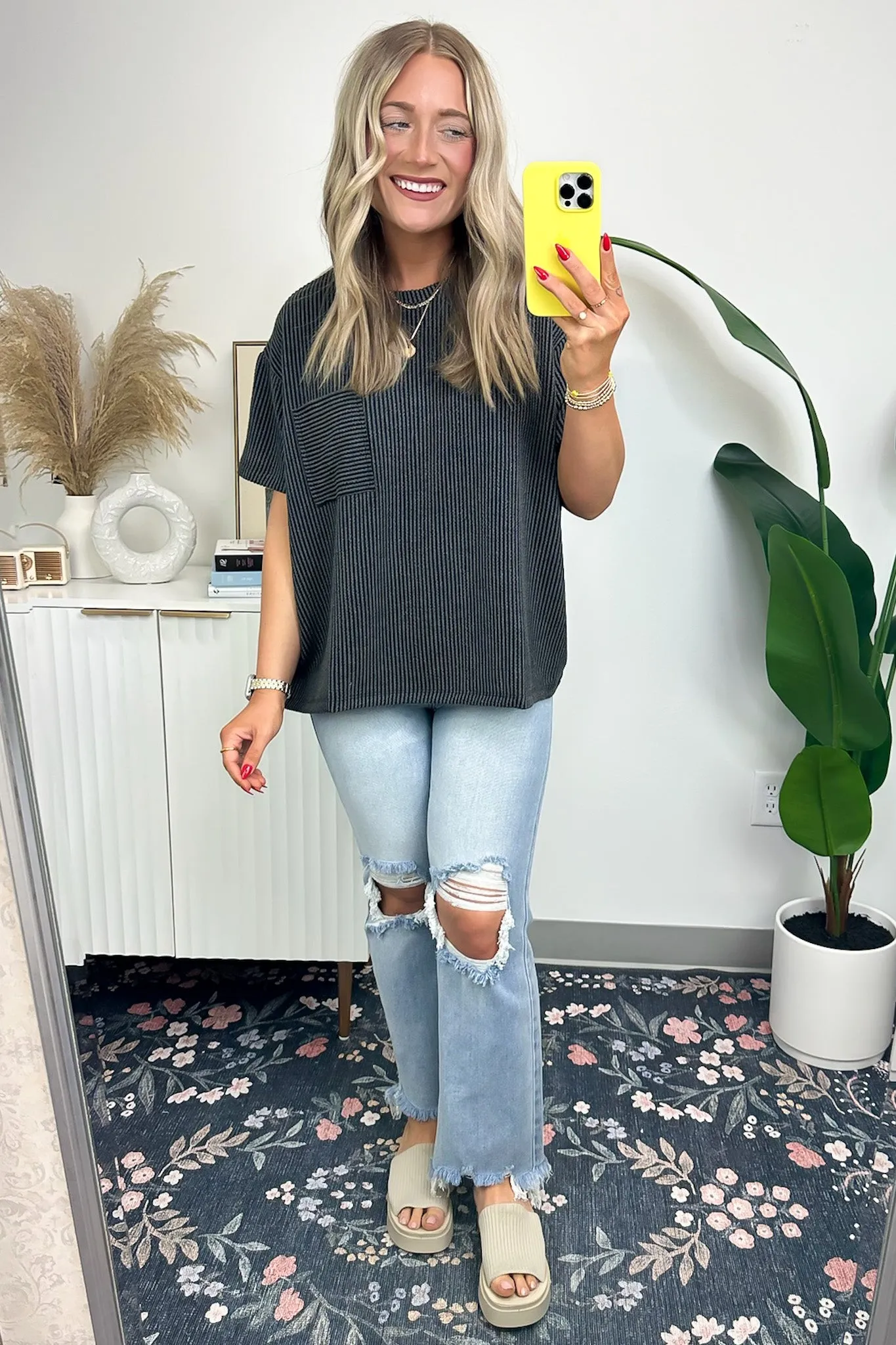 Marlowe Textured Knit Pocket Top - BACK IN STOCK