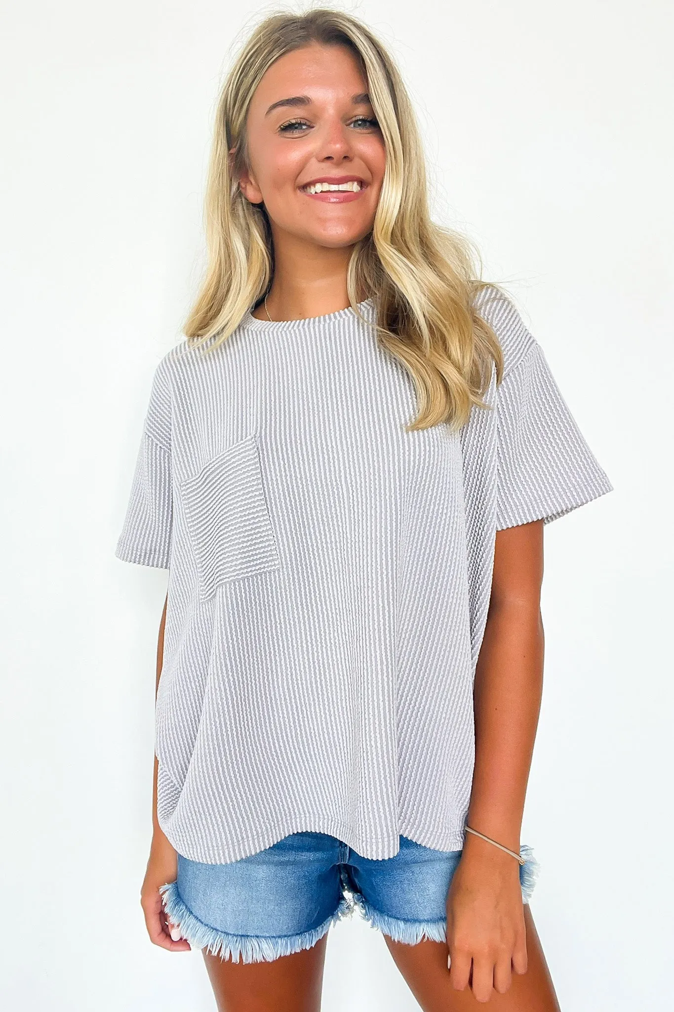 Marlowe Textured Knit Pocket Top - BACK IN STOCK
