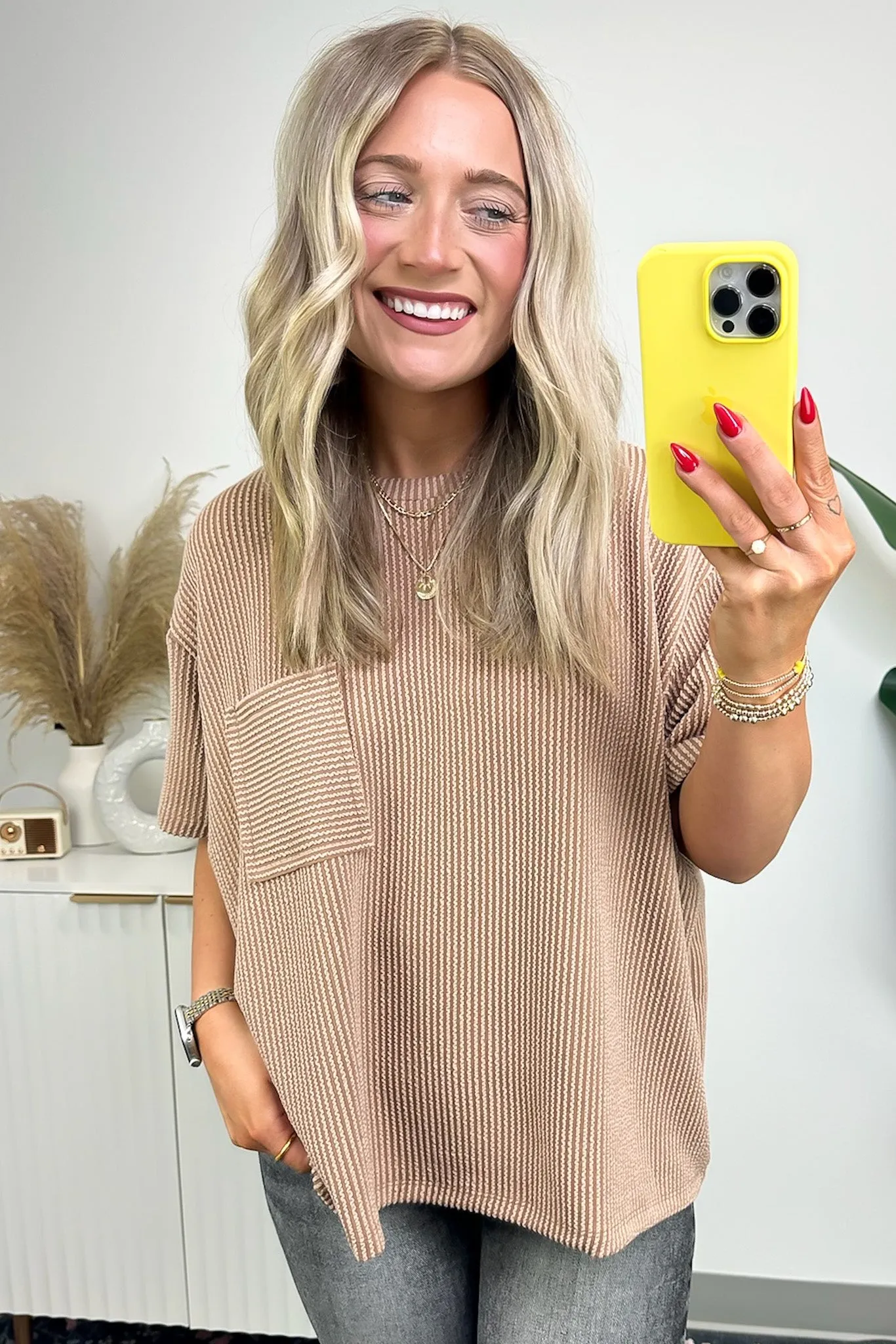 Marlowe Textured Knit Pocket Top - BACK IN STOCK