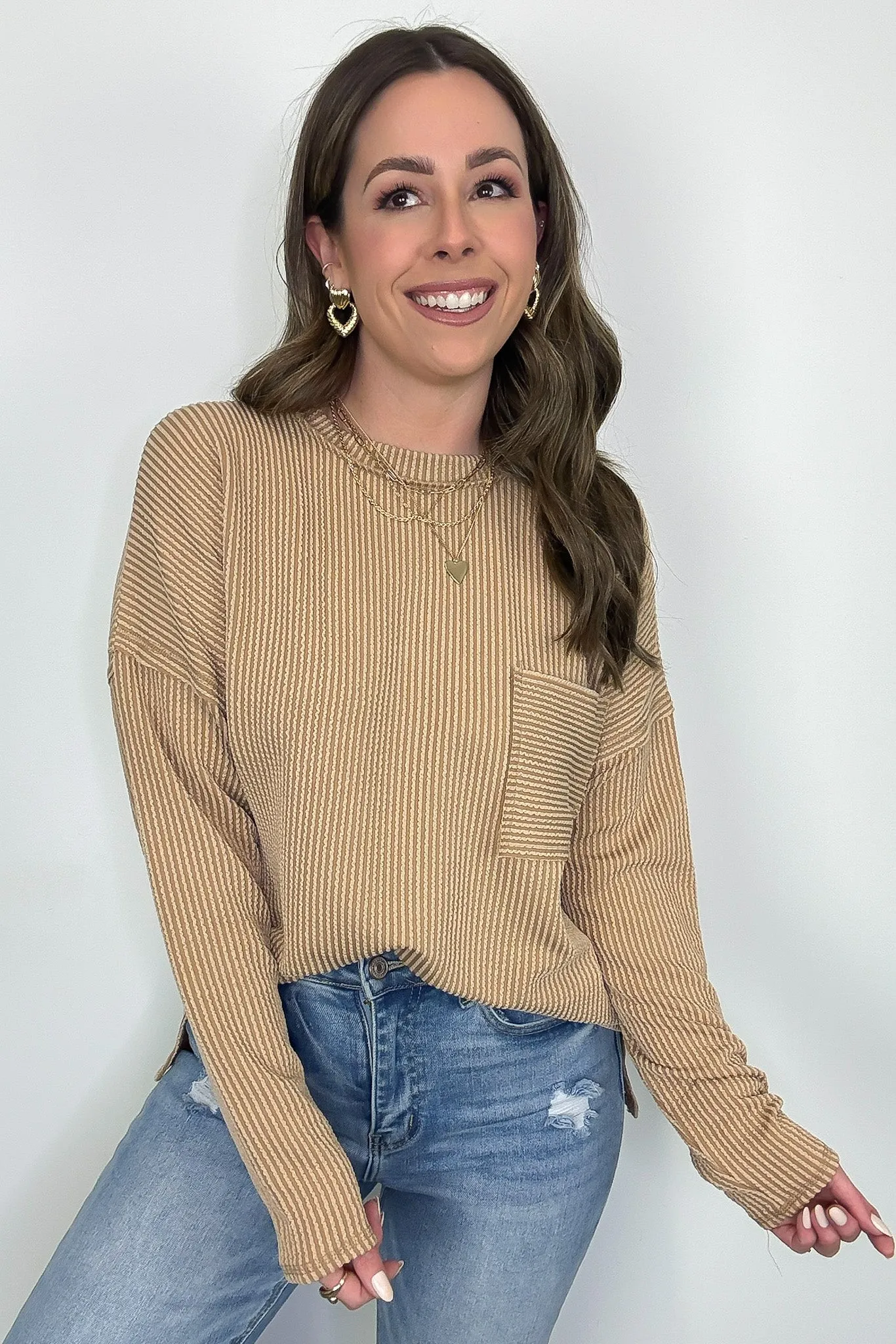 Maryanna Rib Knit Pocket Top
