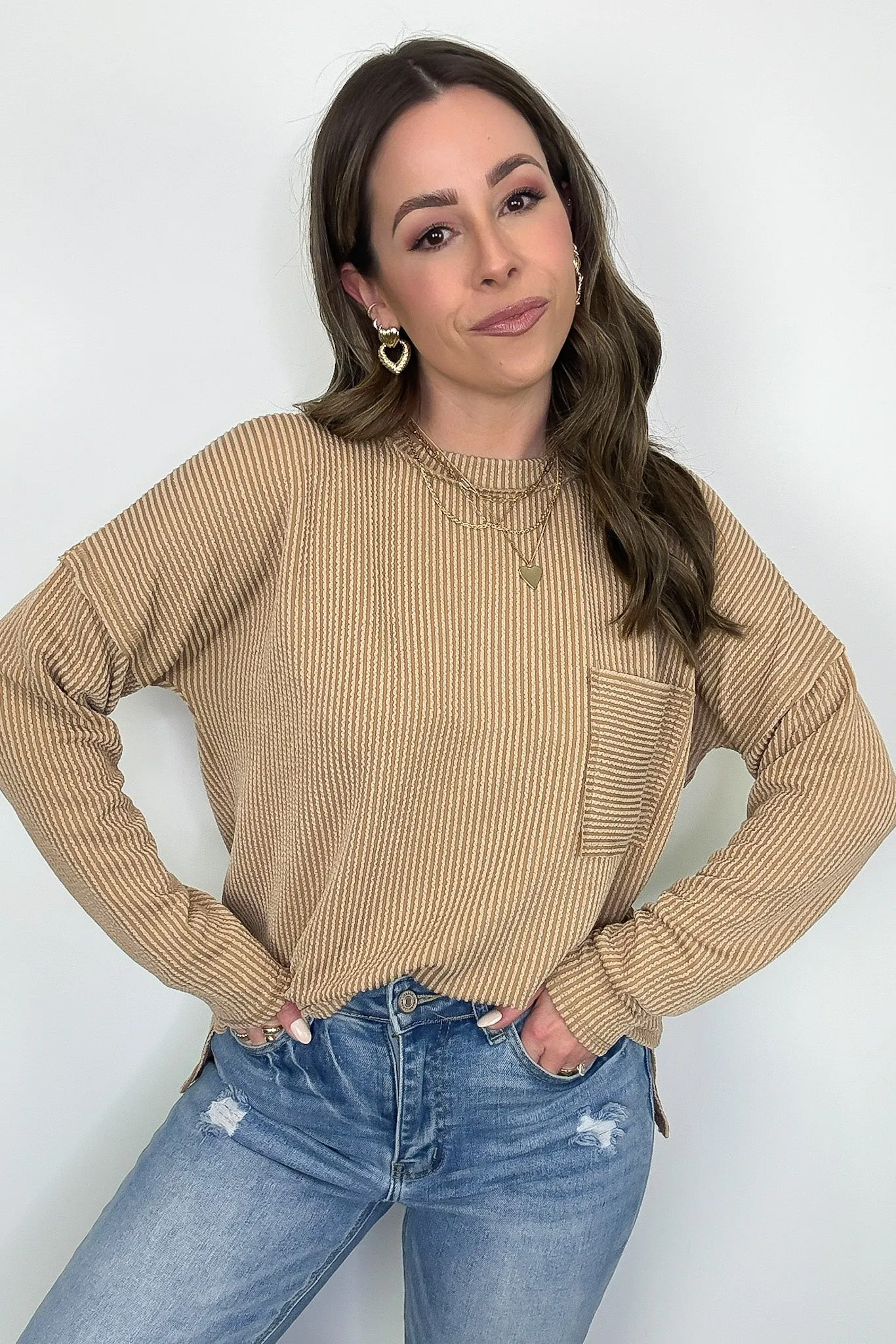 Maryanna Rib Knit Pocket Top