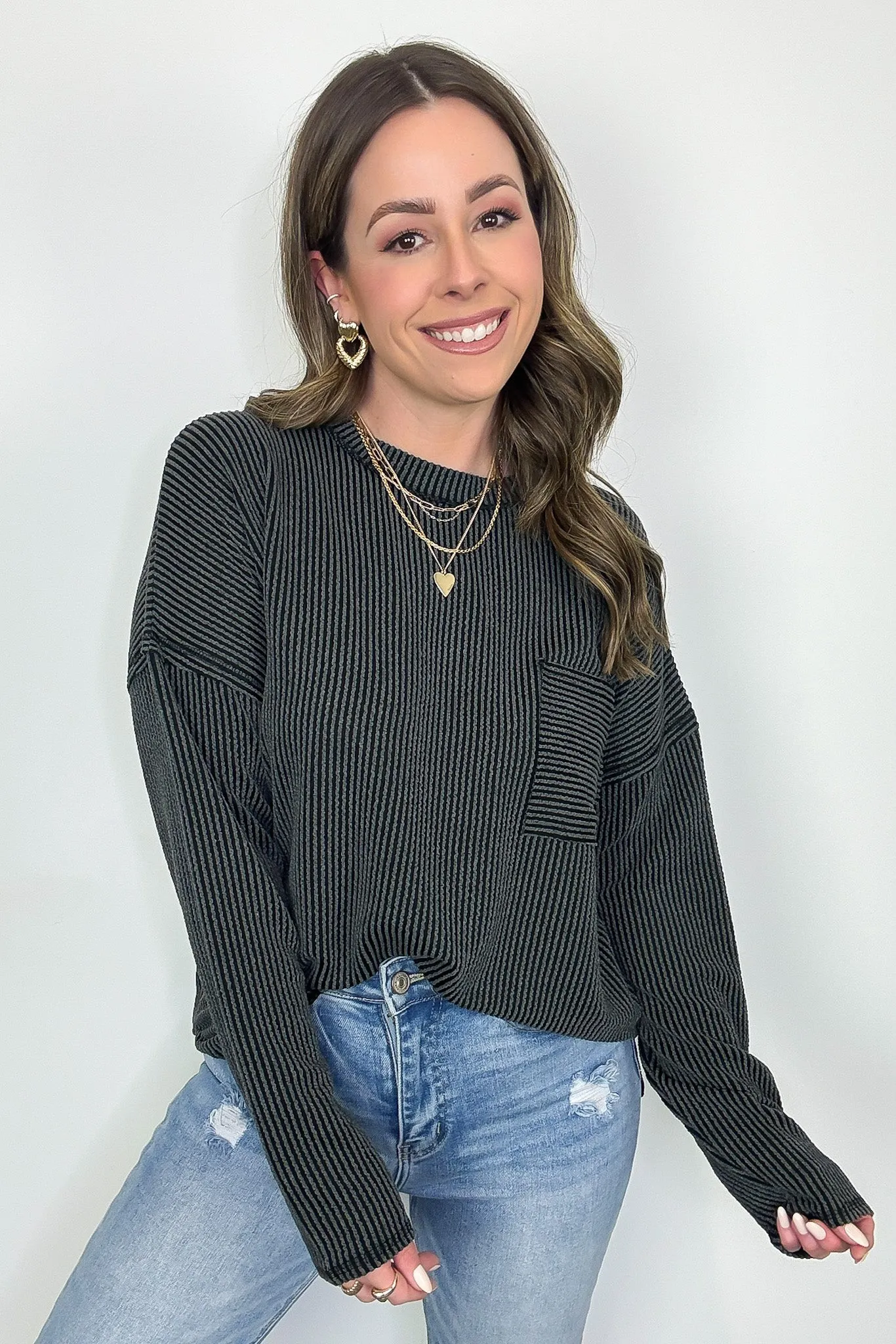 Maryanna Rib Knit Pocket Top