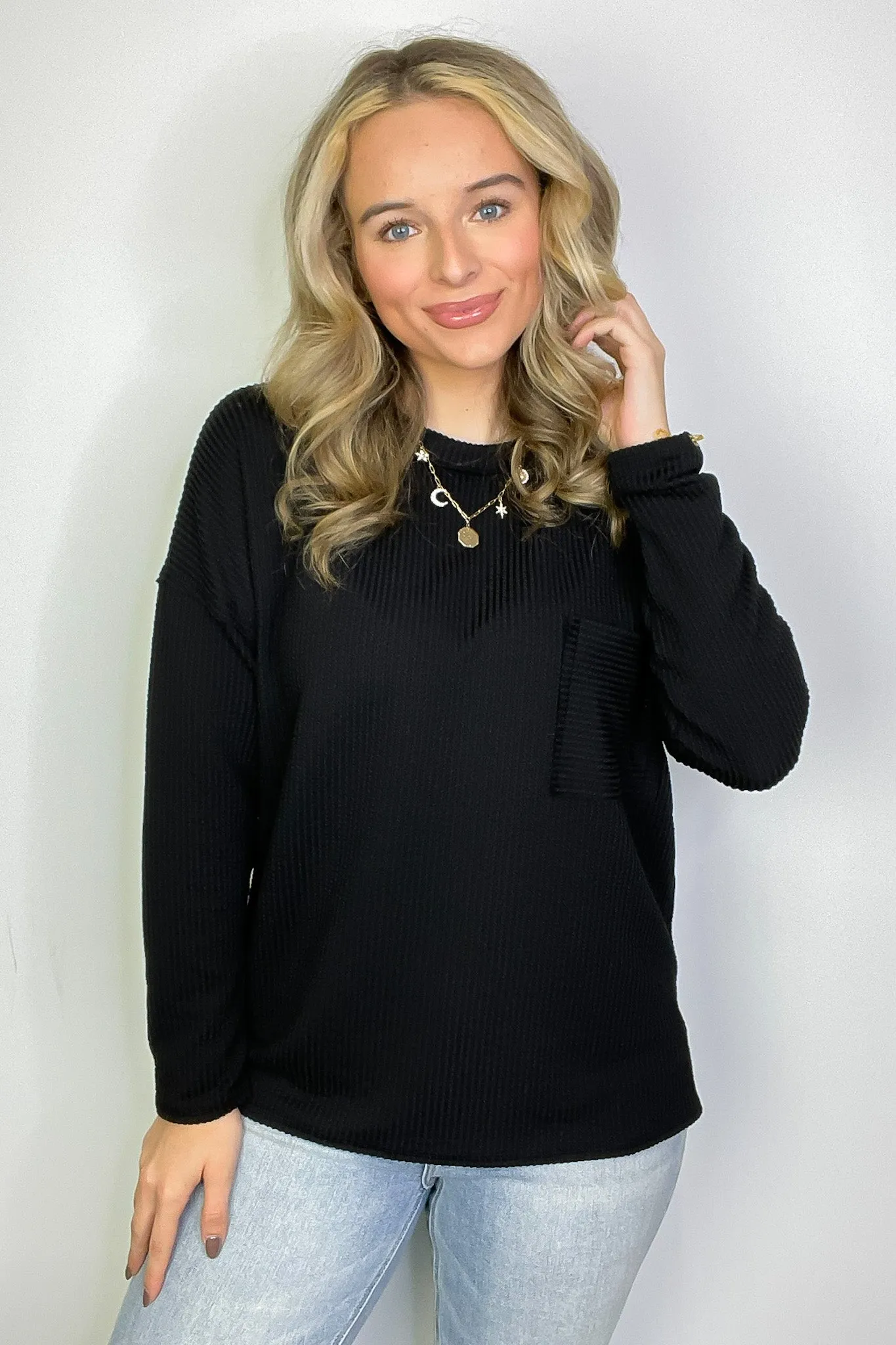Maryanna Rib Knit Pocket Top