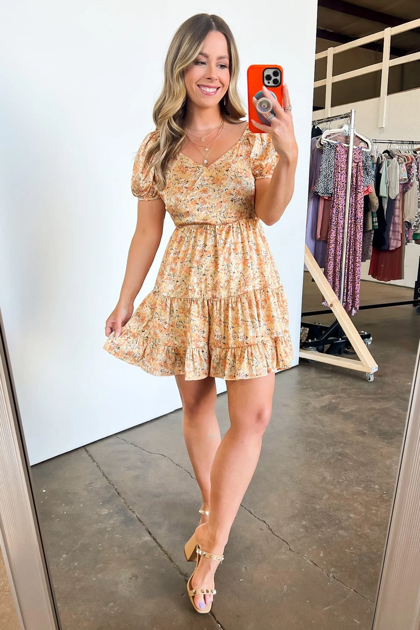 Meaningful Moments Floral Surplice Tiered Dress - FINAL SALE