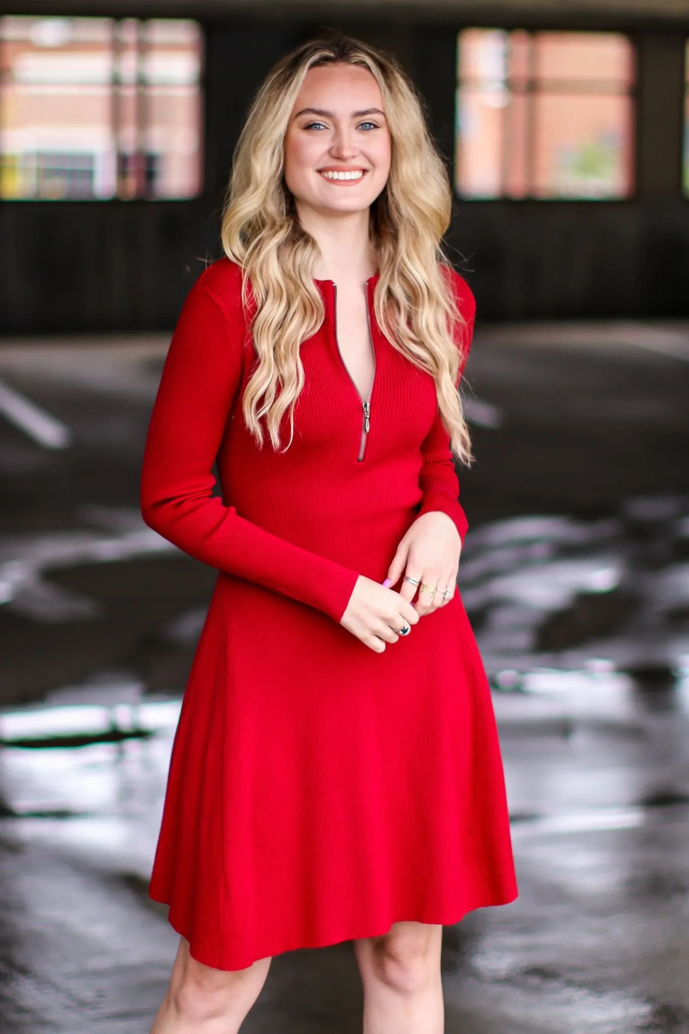 Melton Zip Up Sweater Dress - FINAL SALE