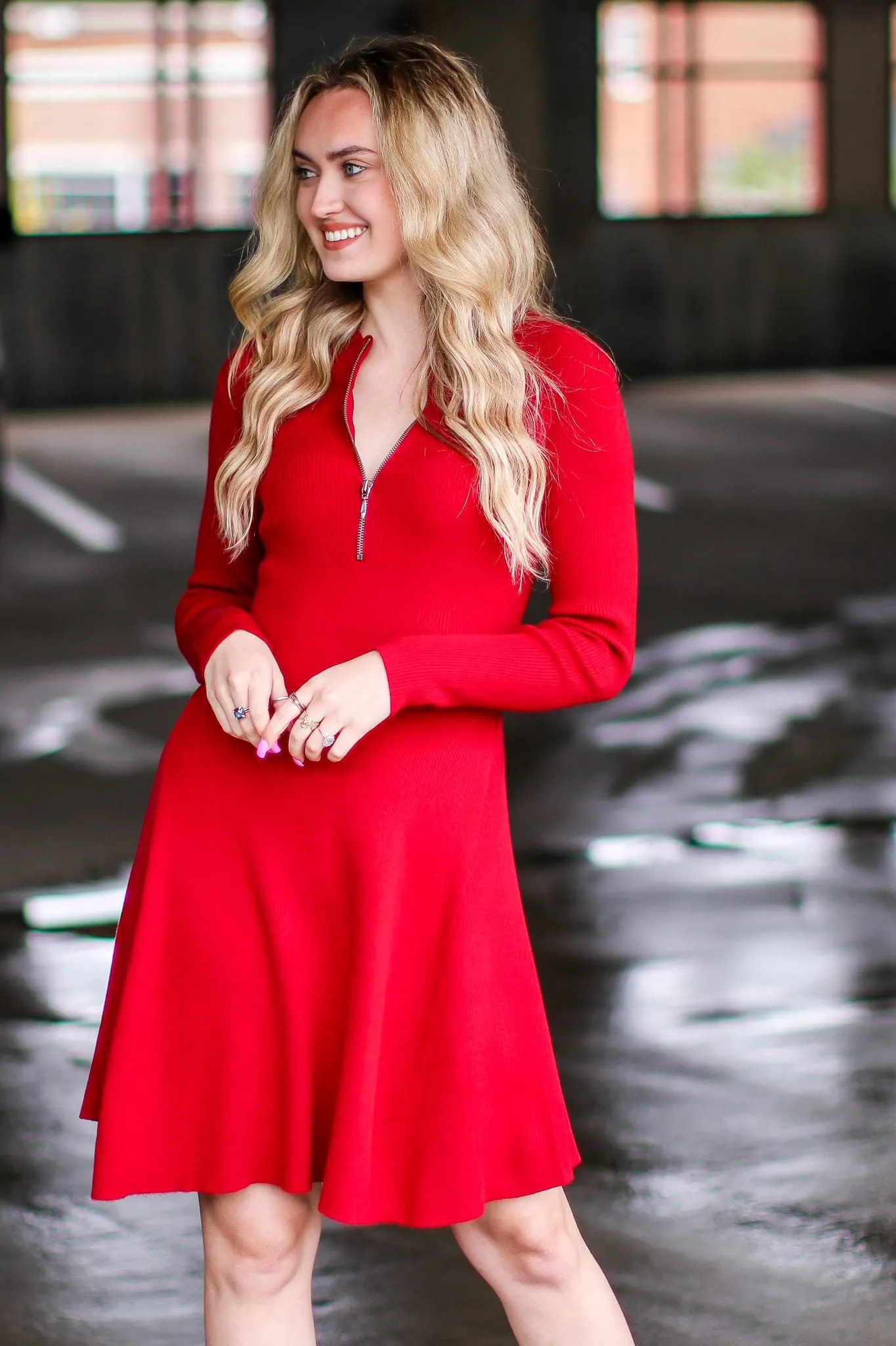 Melton Zip Up Sweater Dress - FINAL SALE