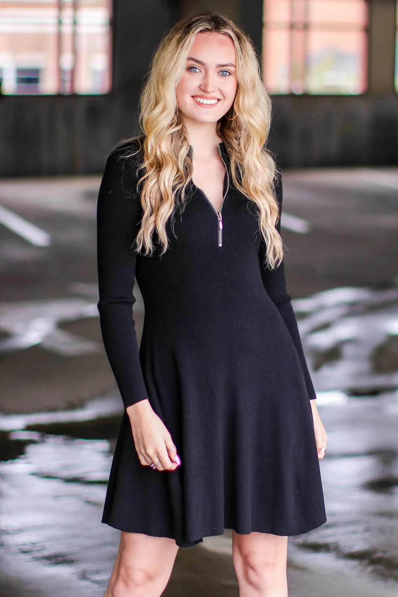 Melton Zip Up Sweater Dress - FINAL SALE