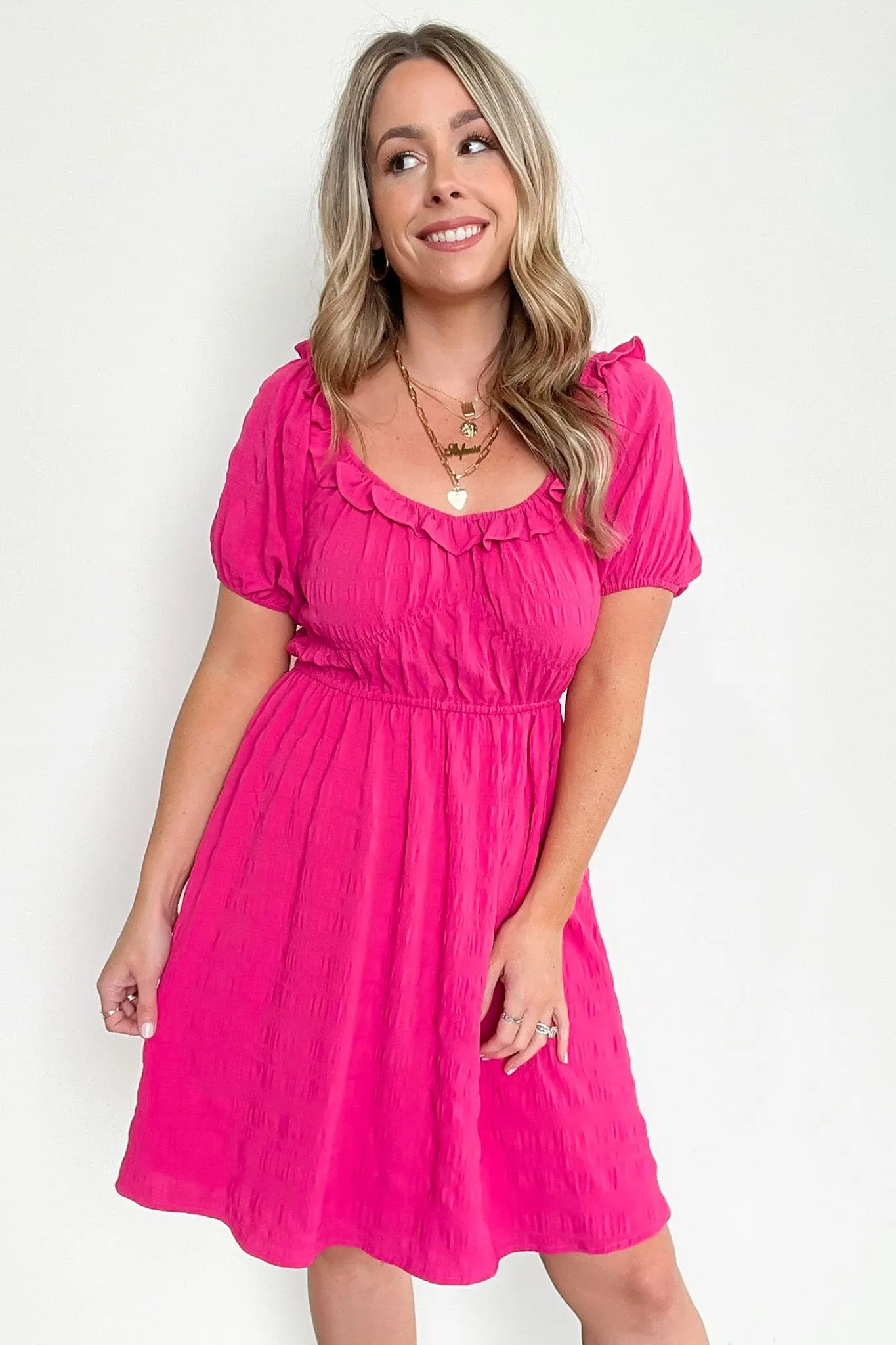 Meren Textured Ruffle Trim Dress - FINAL SALE