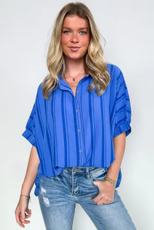 Mirina Oversized Striped Button Down Top - BACK IN STOCK
