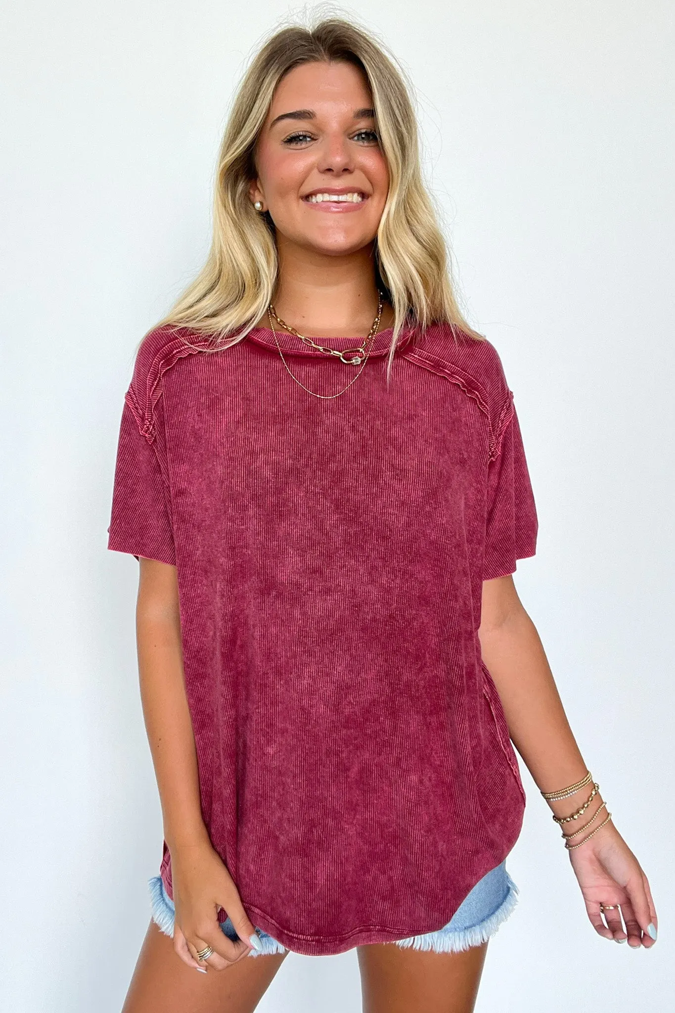 Mirissa Mineral Washed Boat Neck Top - BACK IN STOCK