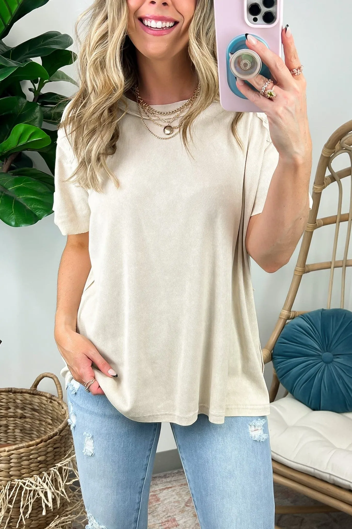 Mirissa Mineral Washed Boat Neck Top - BACK IN STOCK