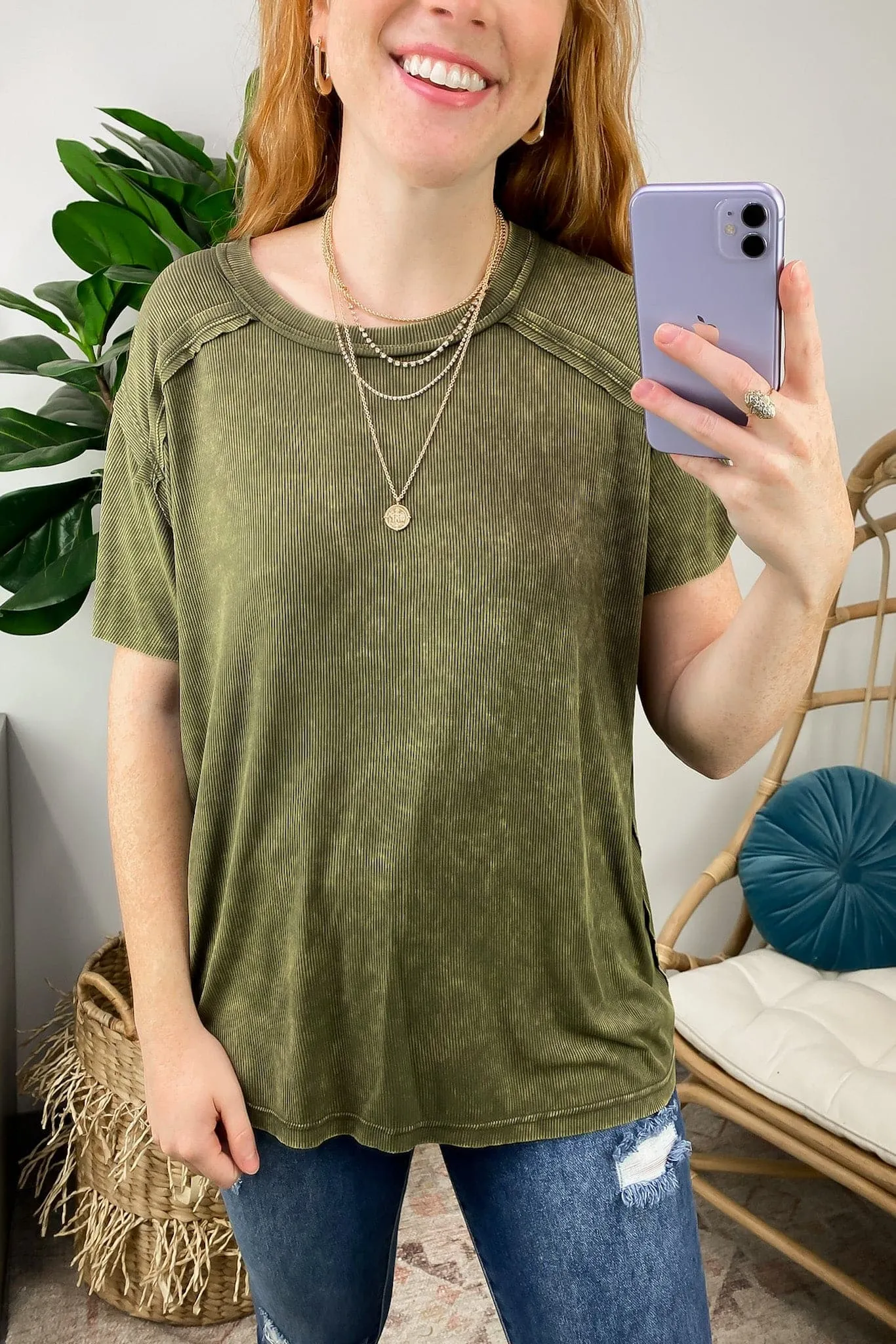 Mirissa Mineral Washed Boat Neck Top - BACK IN STOCK