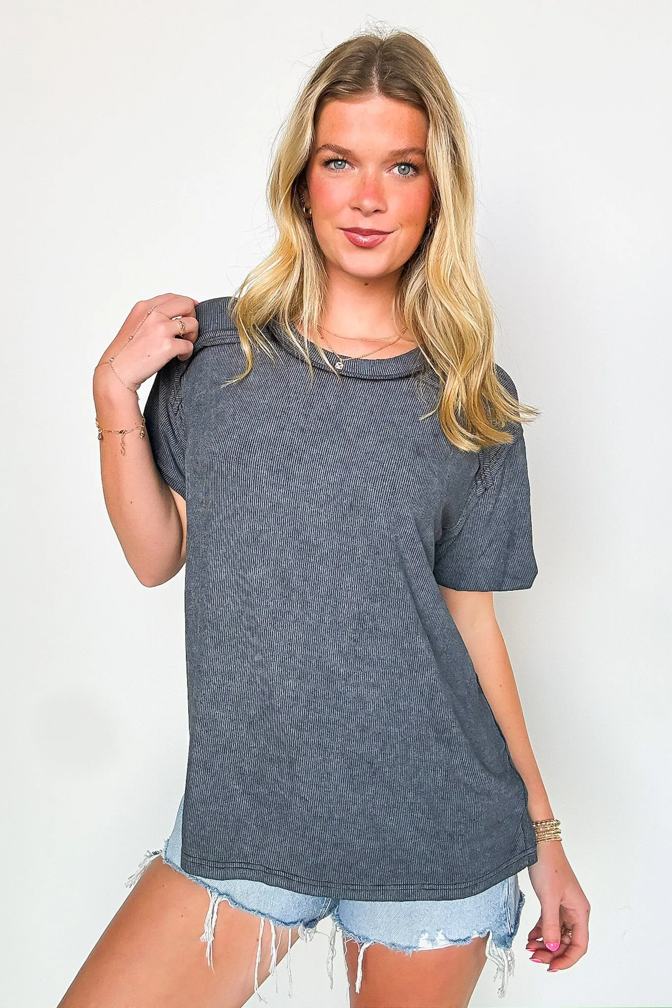 Mirissa Mineral Washed Boat Neck Top - BACK IN STOCK